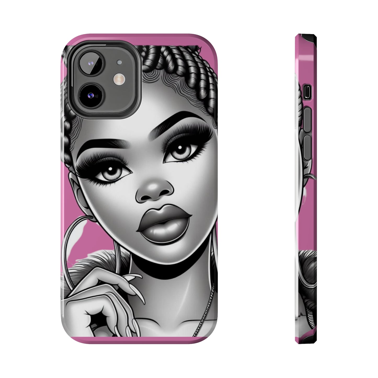 Braid bun pink Tough Phone Cases - iPhone 12 - Phone Case