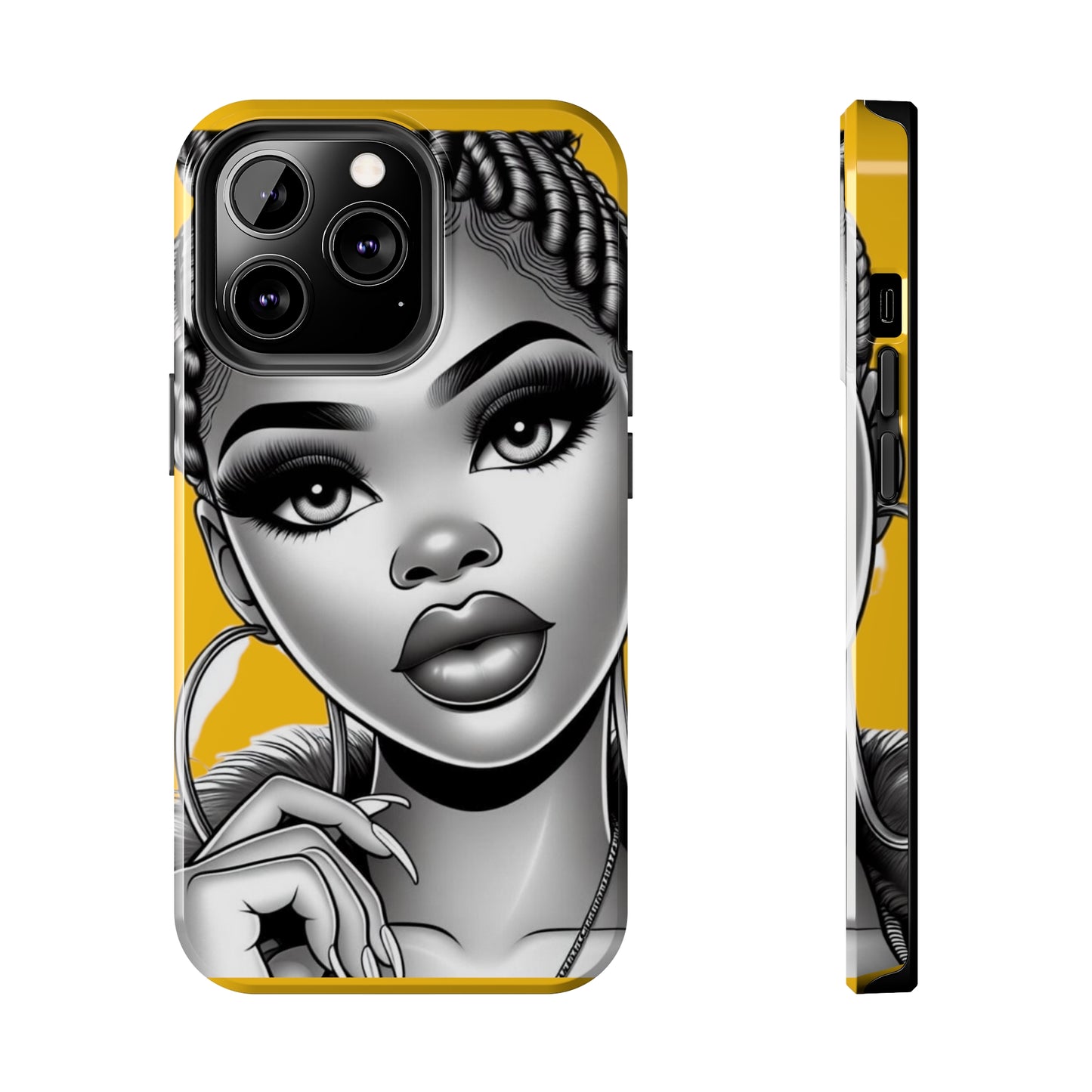 Braid bun Yellow Tough Phone Cases - iPhone 13 Pro - Phone Case