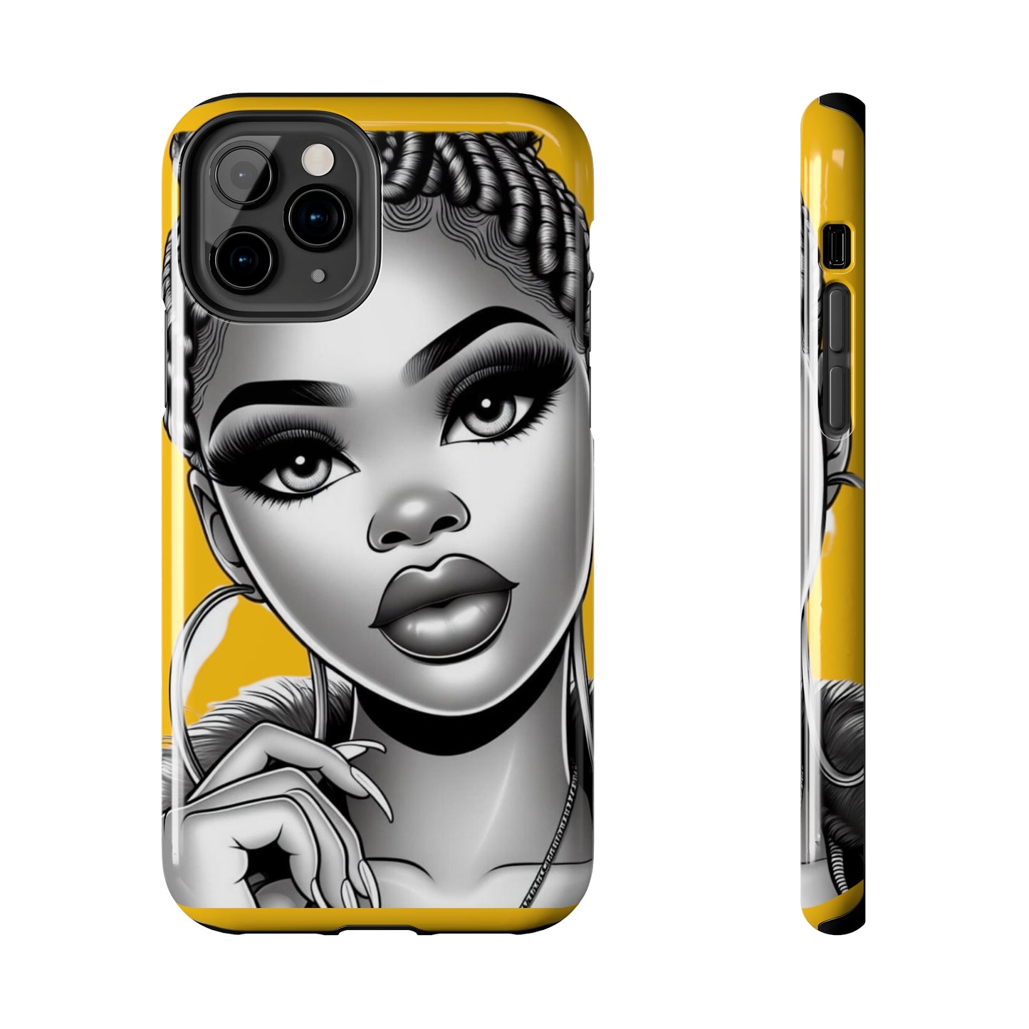 Braid bun Yellow Tough Phone Cases - iPhone 11 Pro - Phone Case