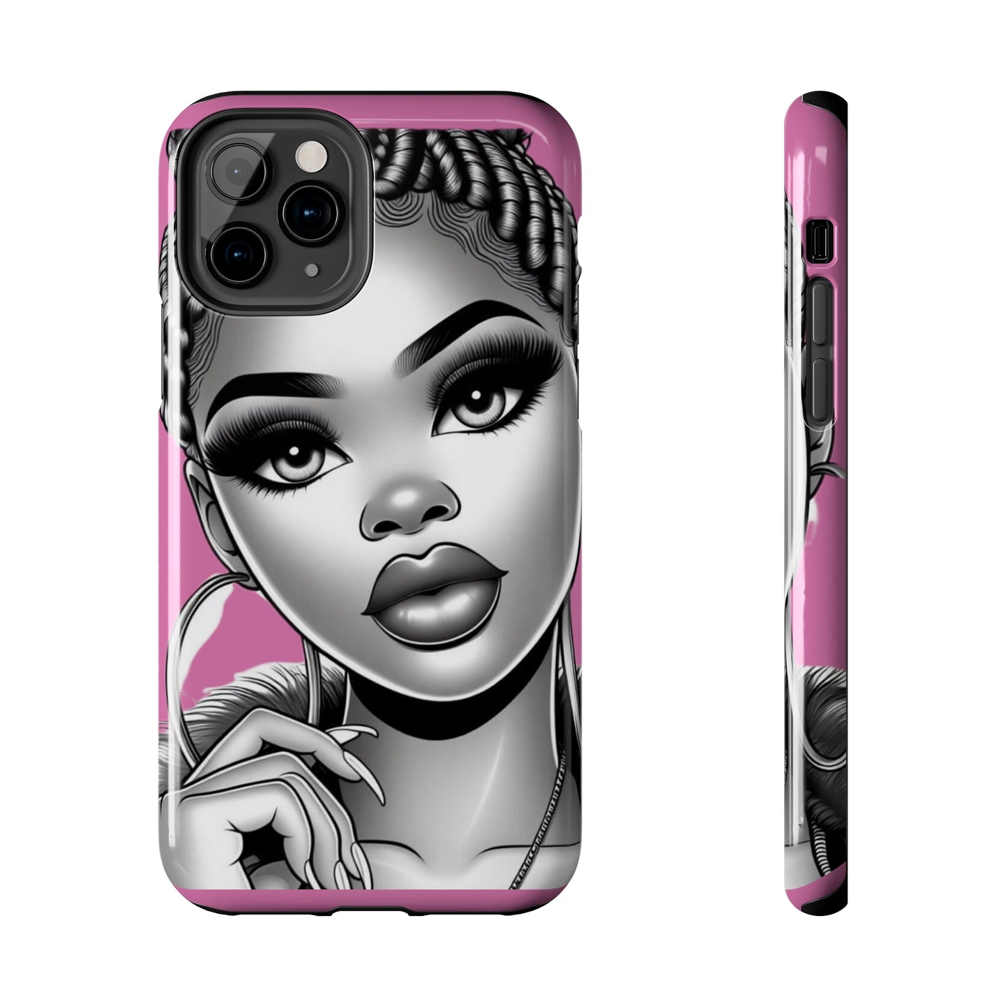 Braid bun pink Tough Phone Cases - iPhone 11 Pro - Phone Case