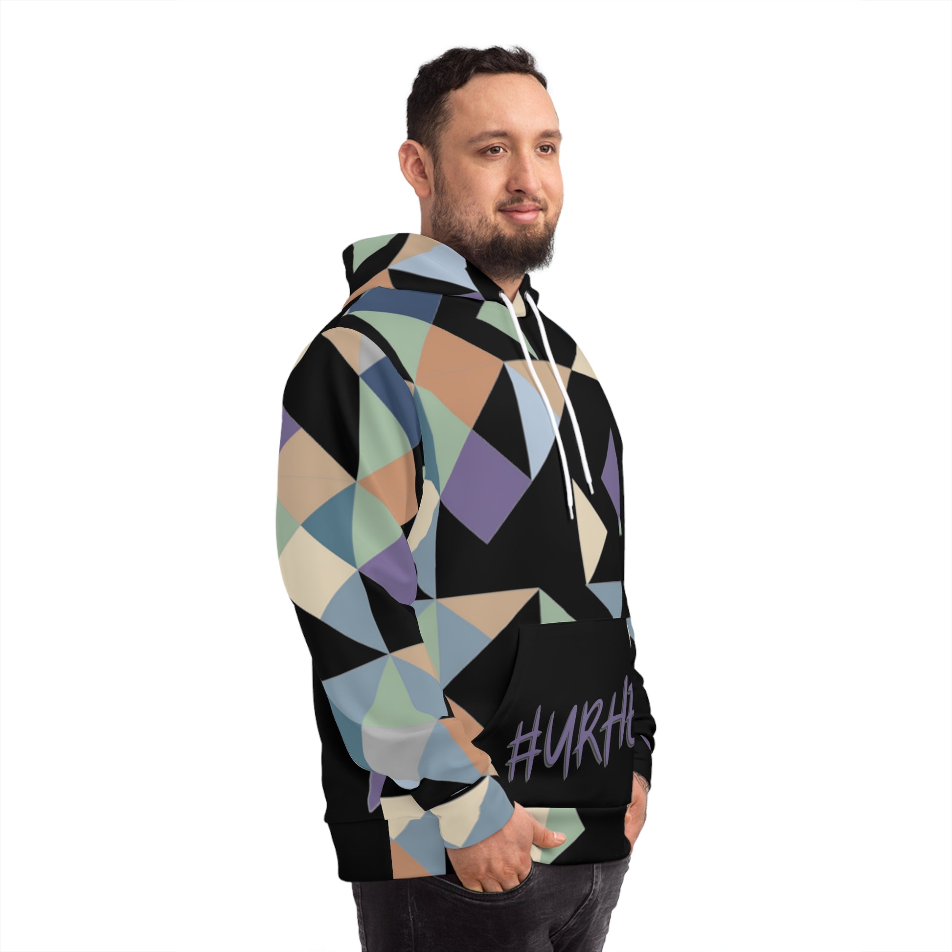 Black Geo Purple Unisex Pullover Hoodie - All Over Prints