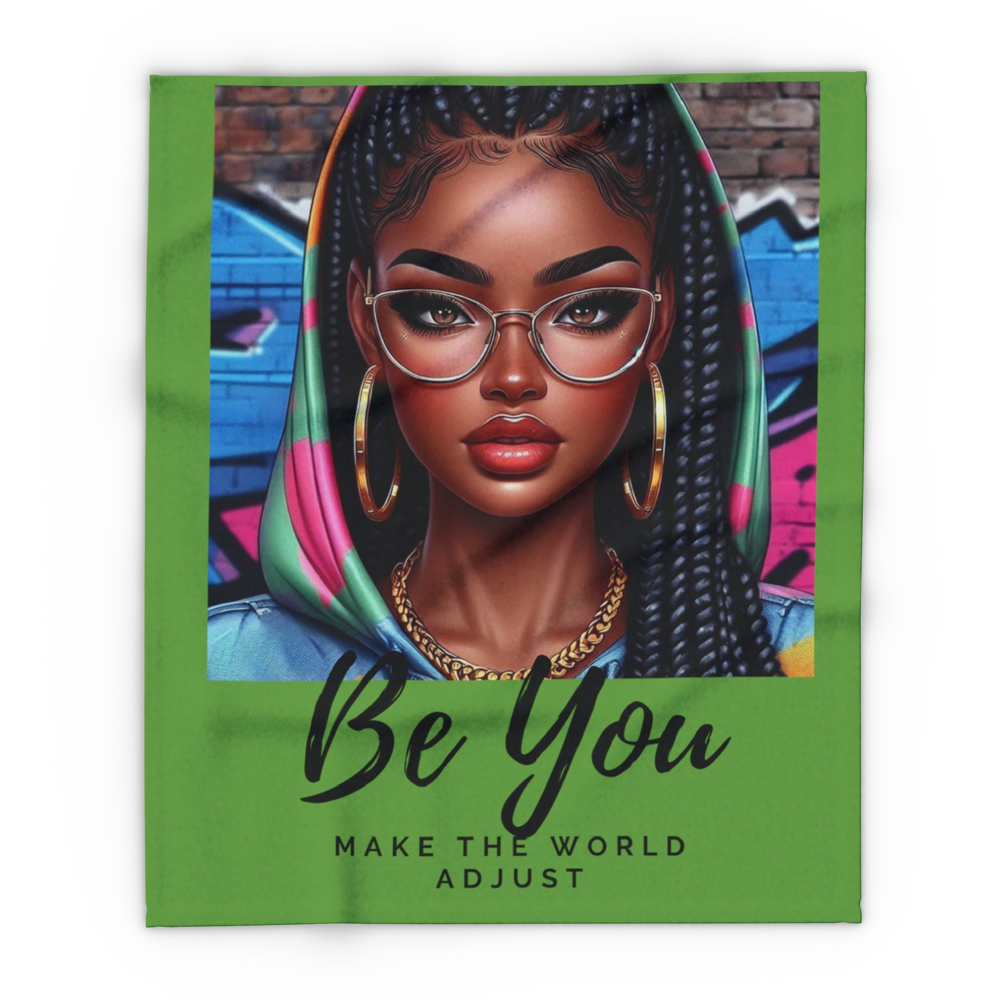 Be you hoodie girl Green Arctic Fleece Blanket - Home Decor