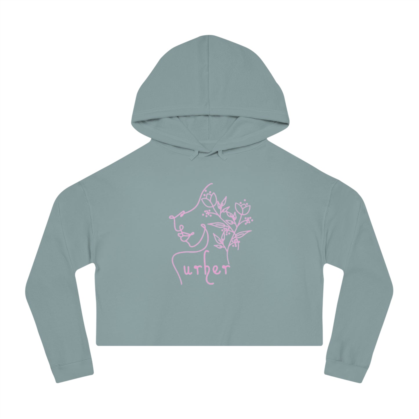 URHER Pink Cropped Hooded Sweatshirt - Sage / XS - Hoodie