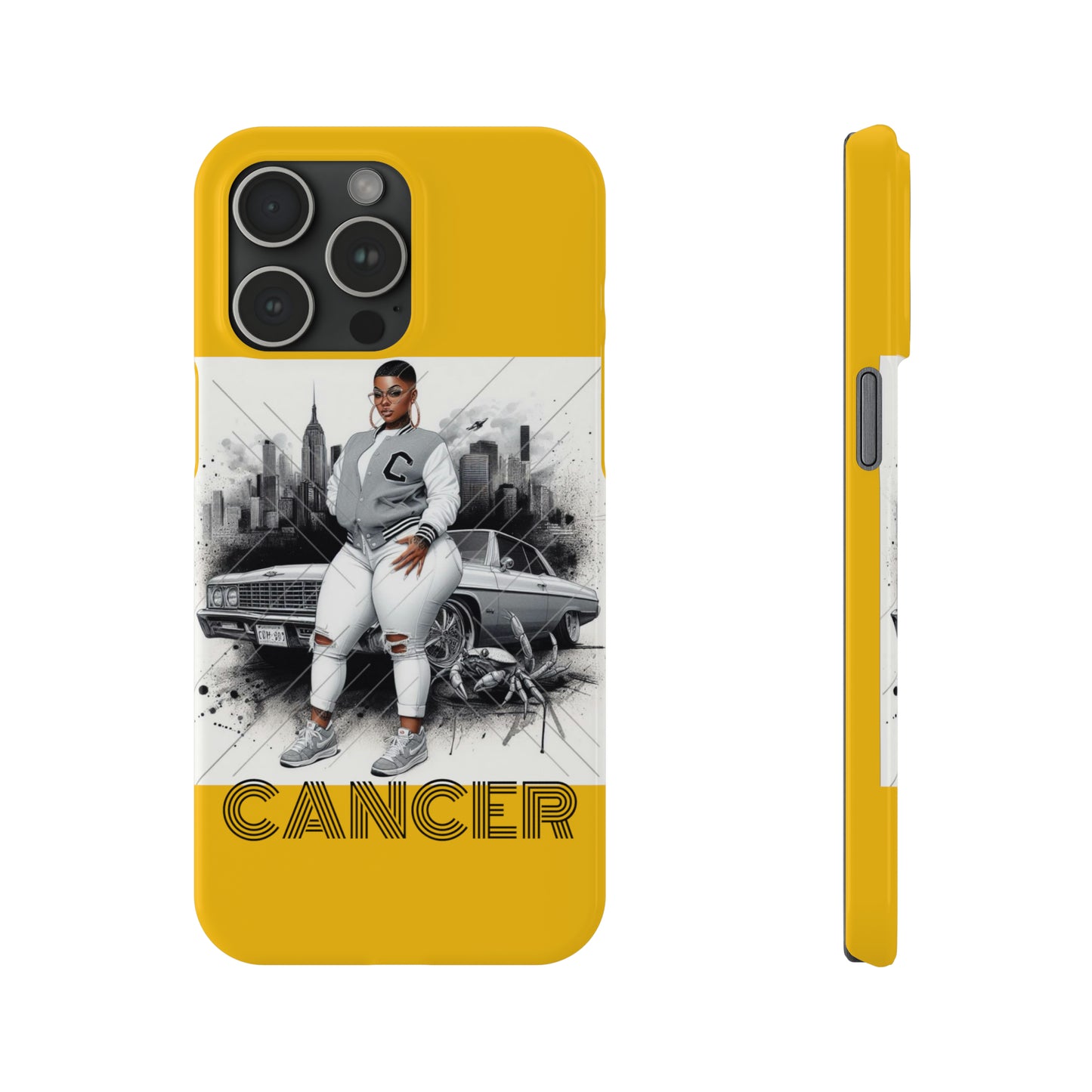 Cancer Yellow Slim Phone Cases - iPhone 15 Pro Max - Phone Case