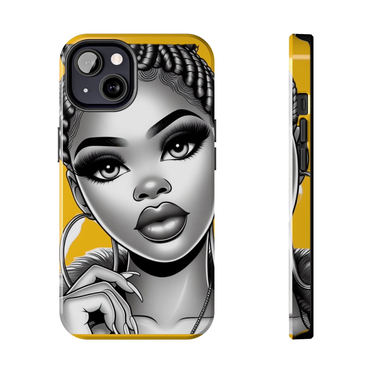 Braid bun Yellow Tough Phone Cases - iPhone 13 - Phone Case