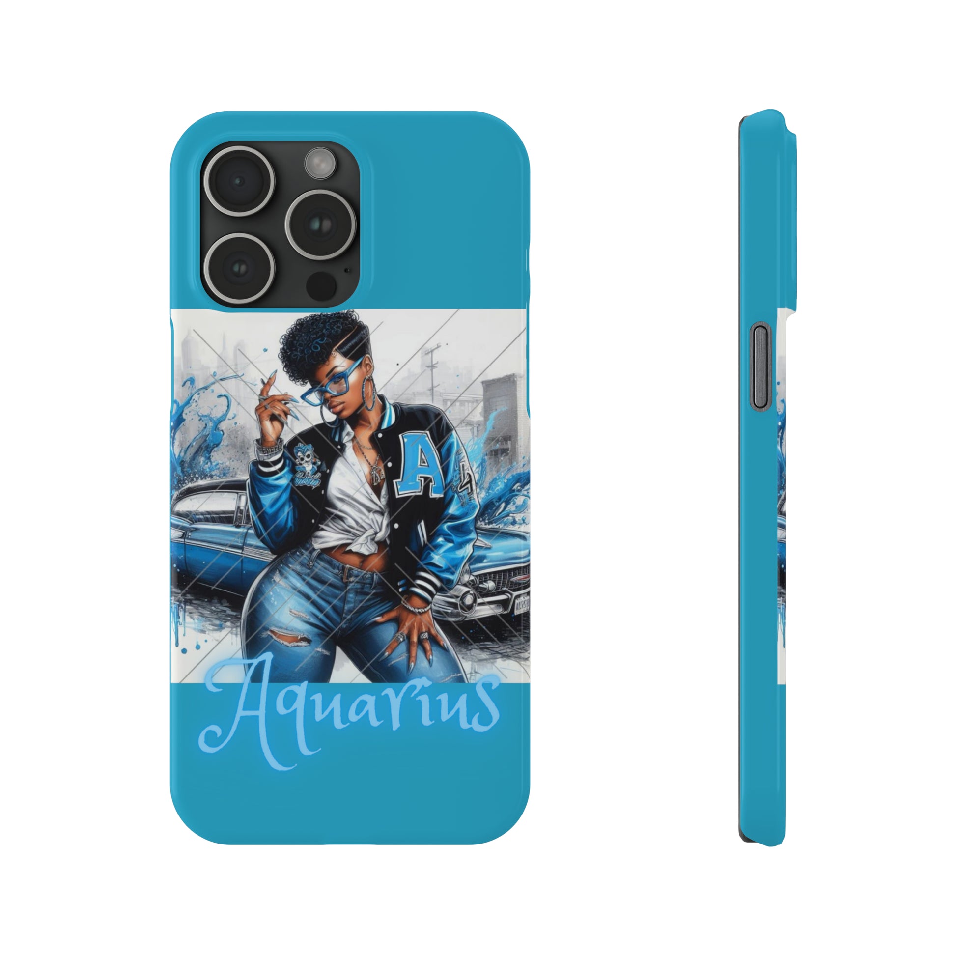 Aquarius Blue Slim Phone Cases - Phone Case