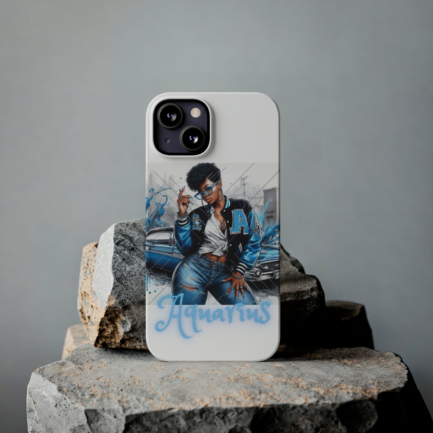 Aquarius white Slim Phone Cases - Phone Case