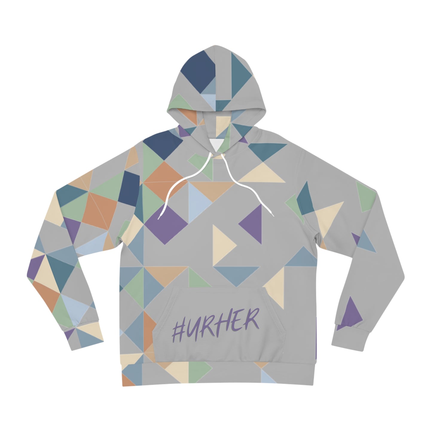 Grey Geo Purple Unisex Pullover Hoodie - M / Seam thread color automatically matched to design - All Over Prints