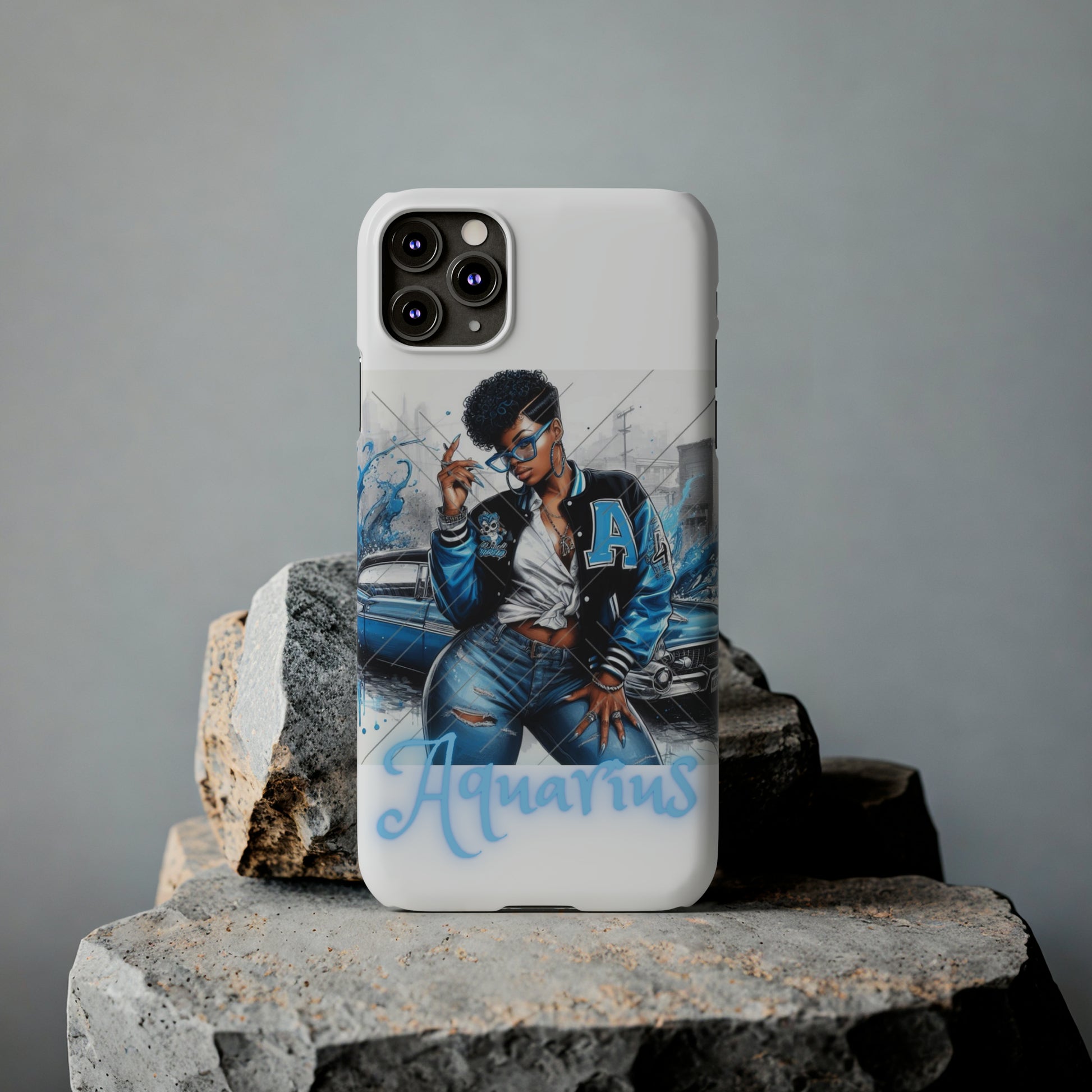 Aquarius white Slim Phone Cases - Phone Case