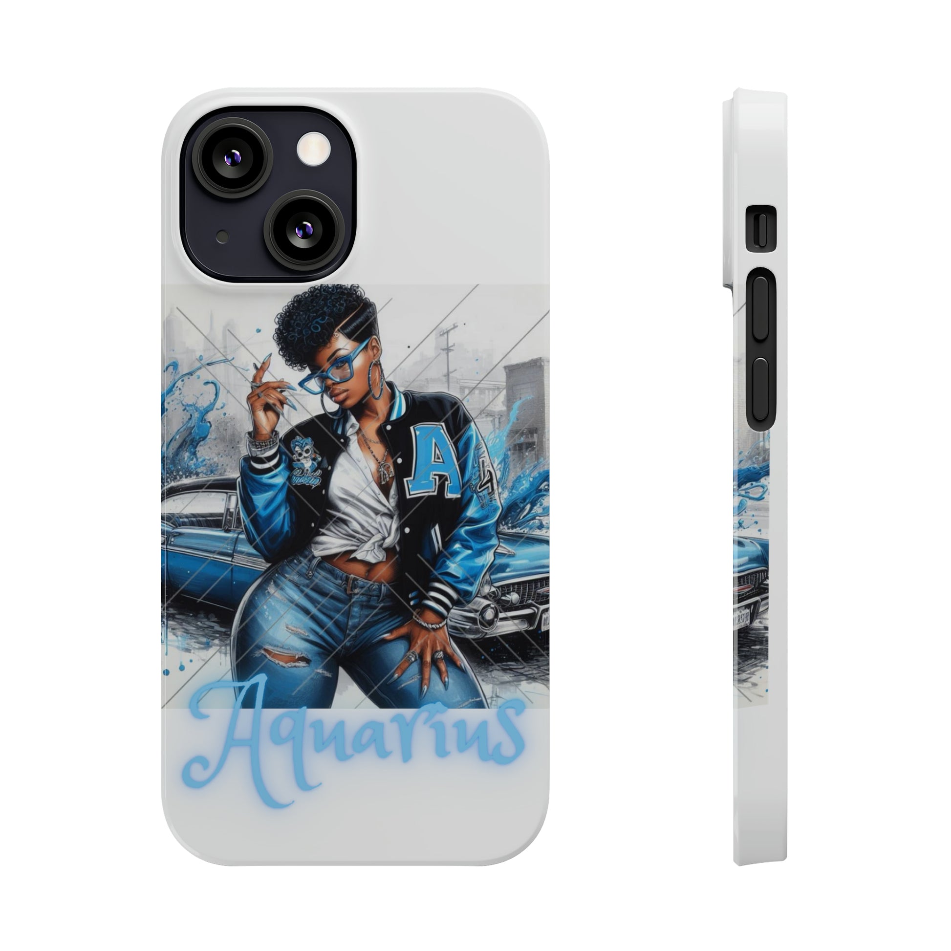 Aquarius white Slim Phone Cases - Phone Case