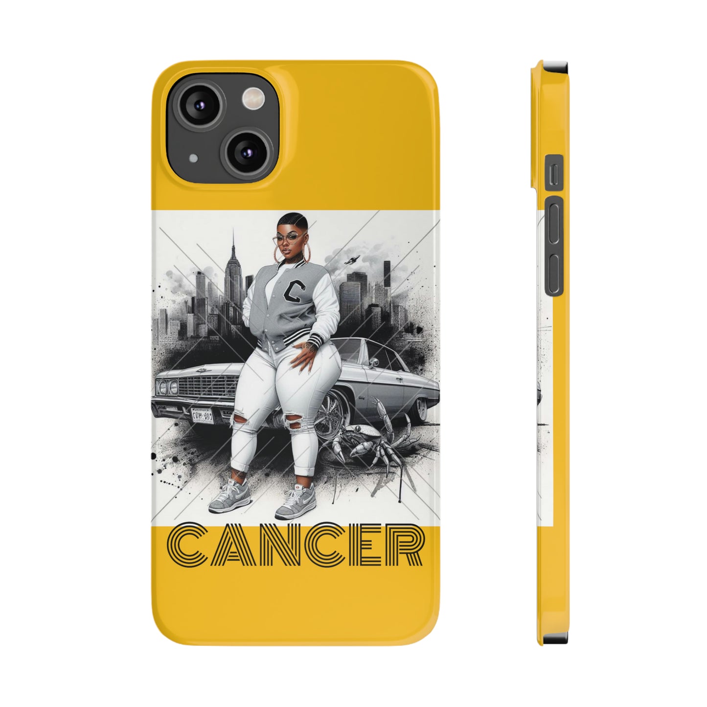 Cancer Yellow Slim Phone Cases - iPhone 14 Plus - Phone Case