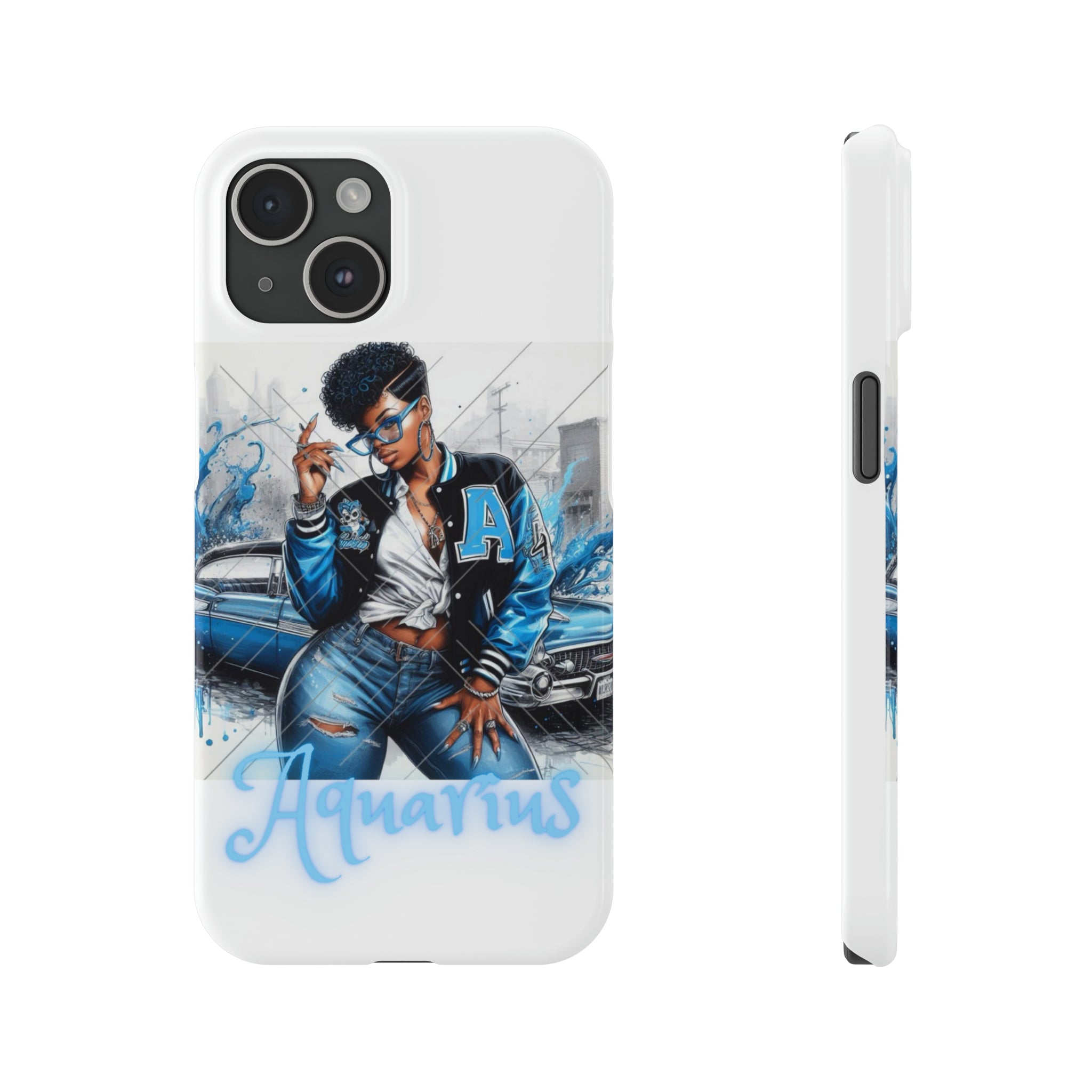 Aquarius white Slim Phone Cases - Phone Case