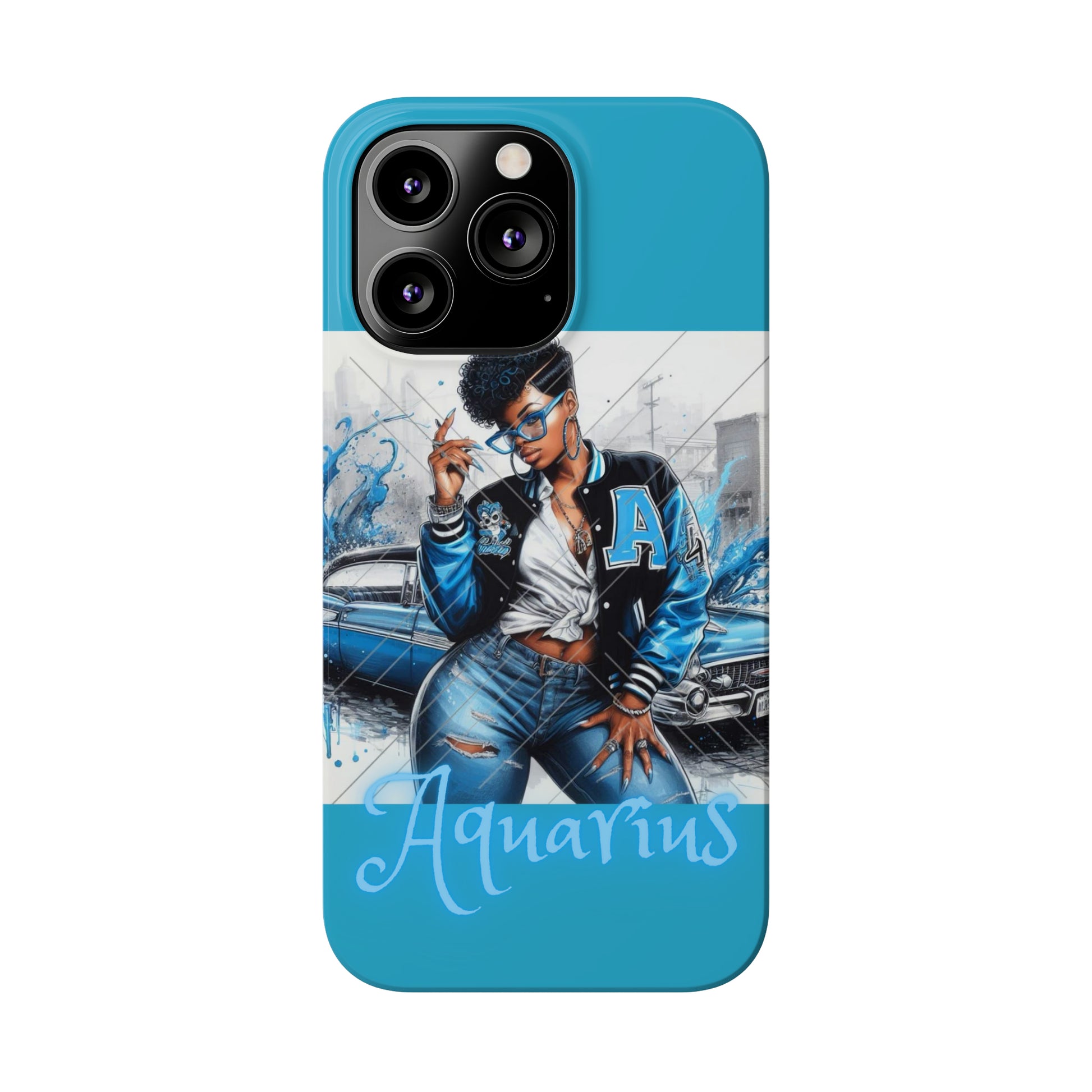 Aquarius Blue Slim Phone Cases - Phone Case