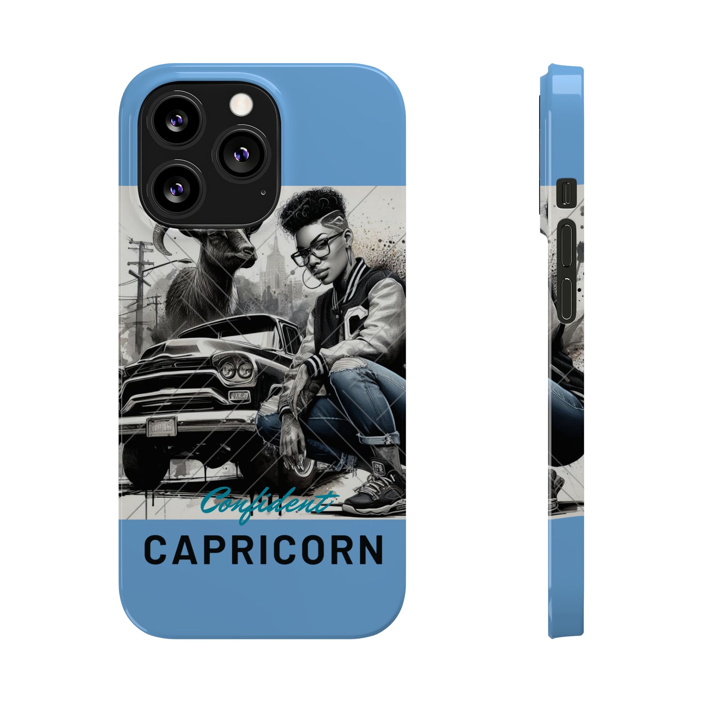 Capricorn Blue Slim Phone Cases - iPhone 13 Pro - Phone Case