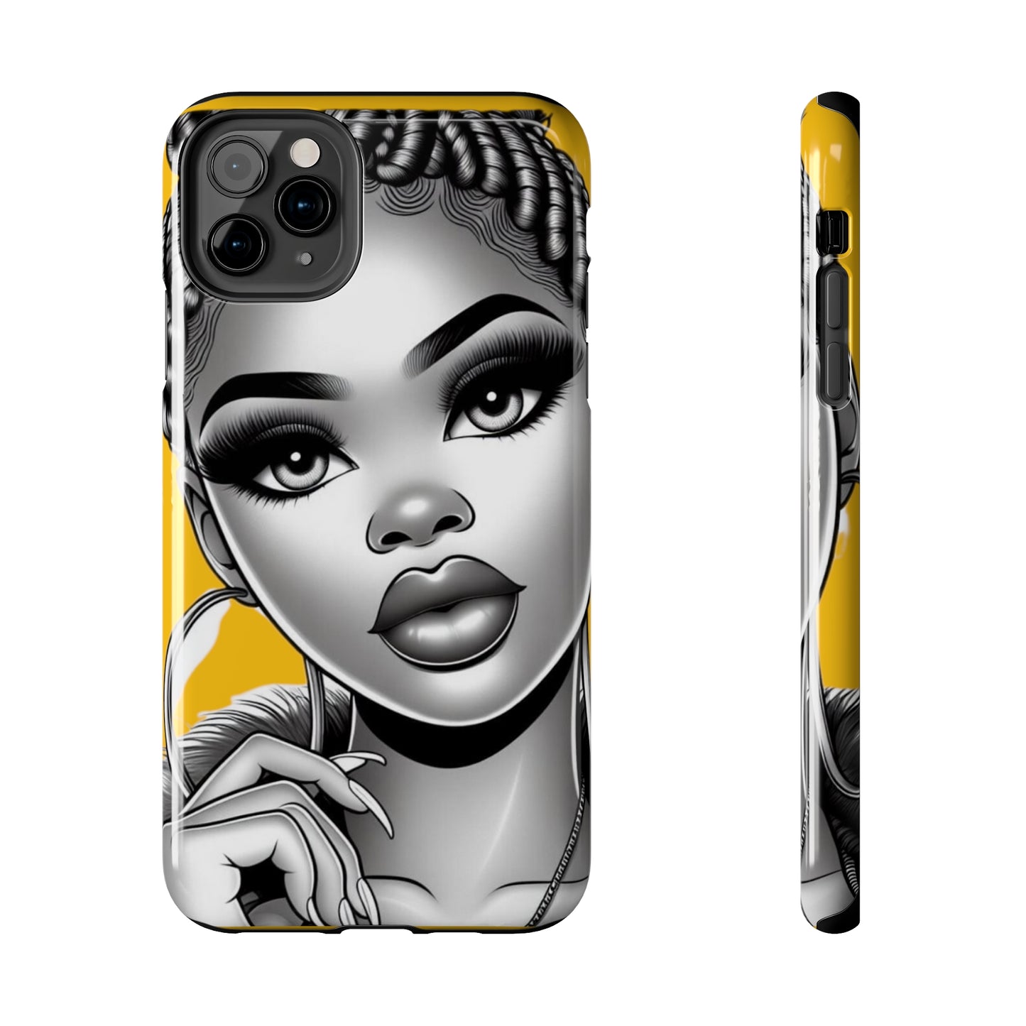 Braid bun Yellow Tough Phone Cases - iPhone 11 Pro Max - Phone Case