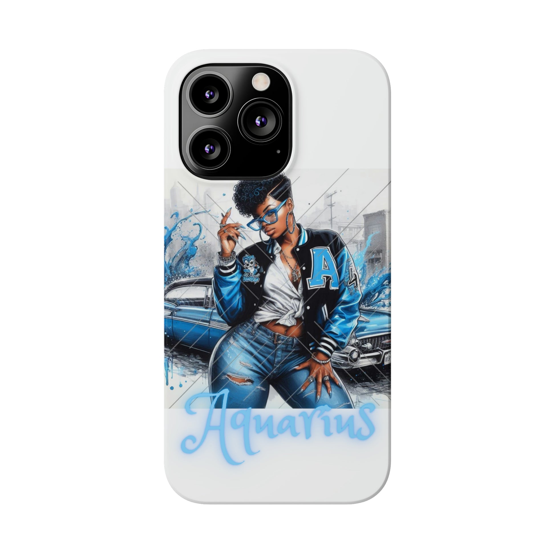 Aquarius white Slim Phone Cases - Phone Case