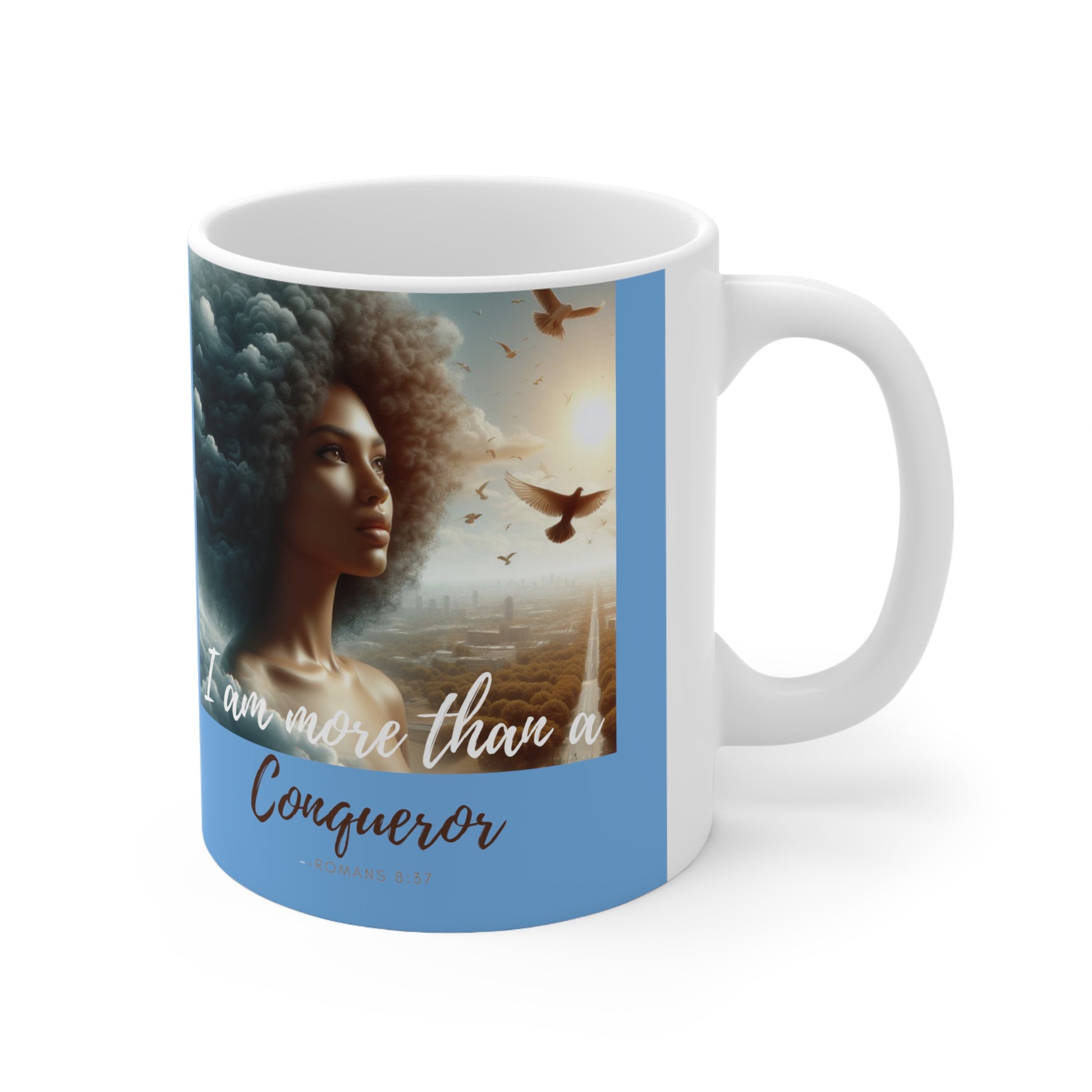 Blue Romans 8:37 Ceramic Mug 11oz - 11oz - Mug