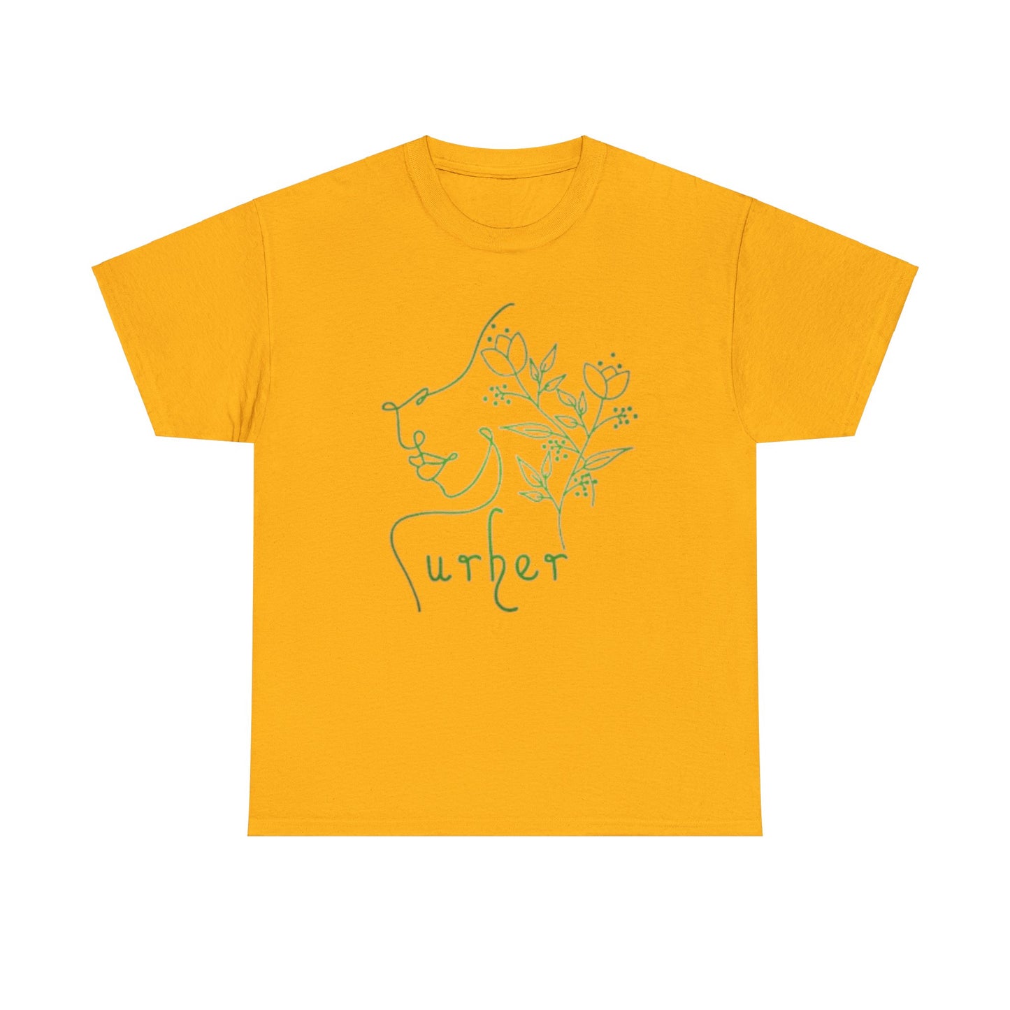 URHER Green Heavy Cotton Tee - Gold / S - T-Shirt