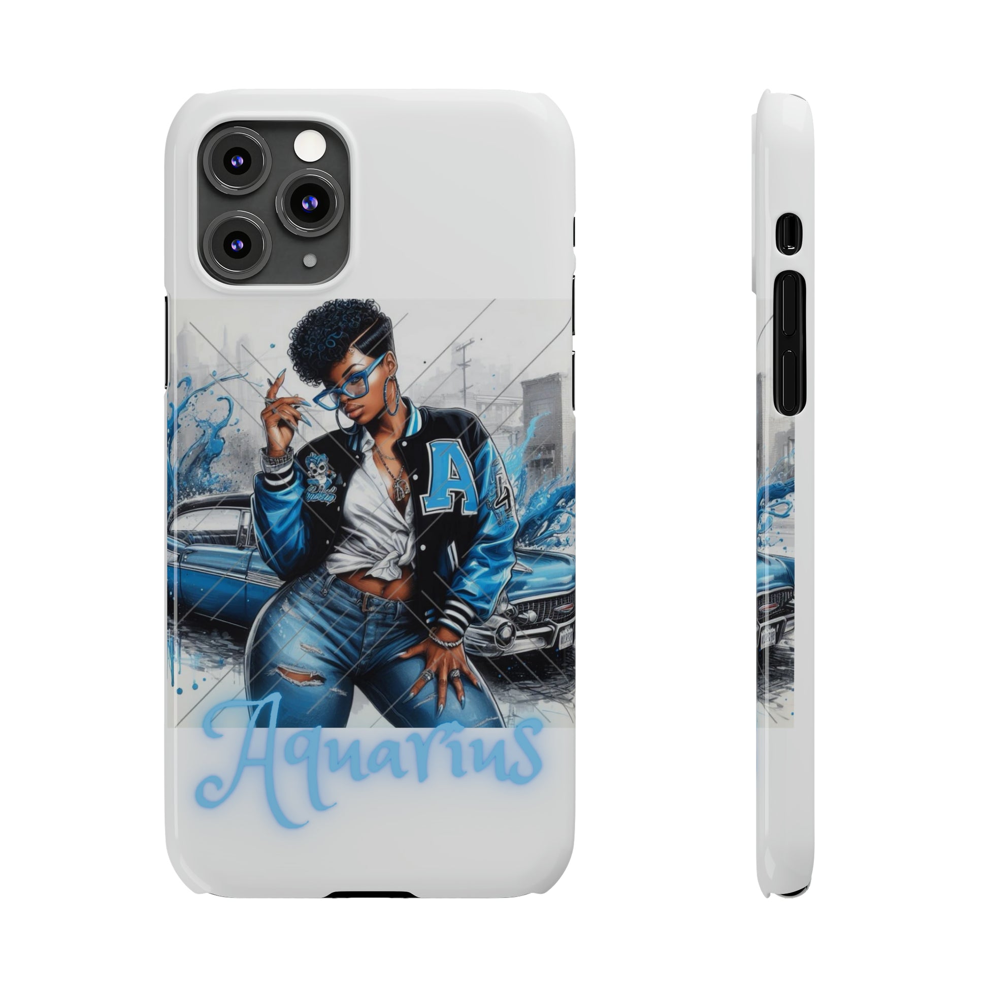 Aquarius white Slim Phone Cases - Phone Case