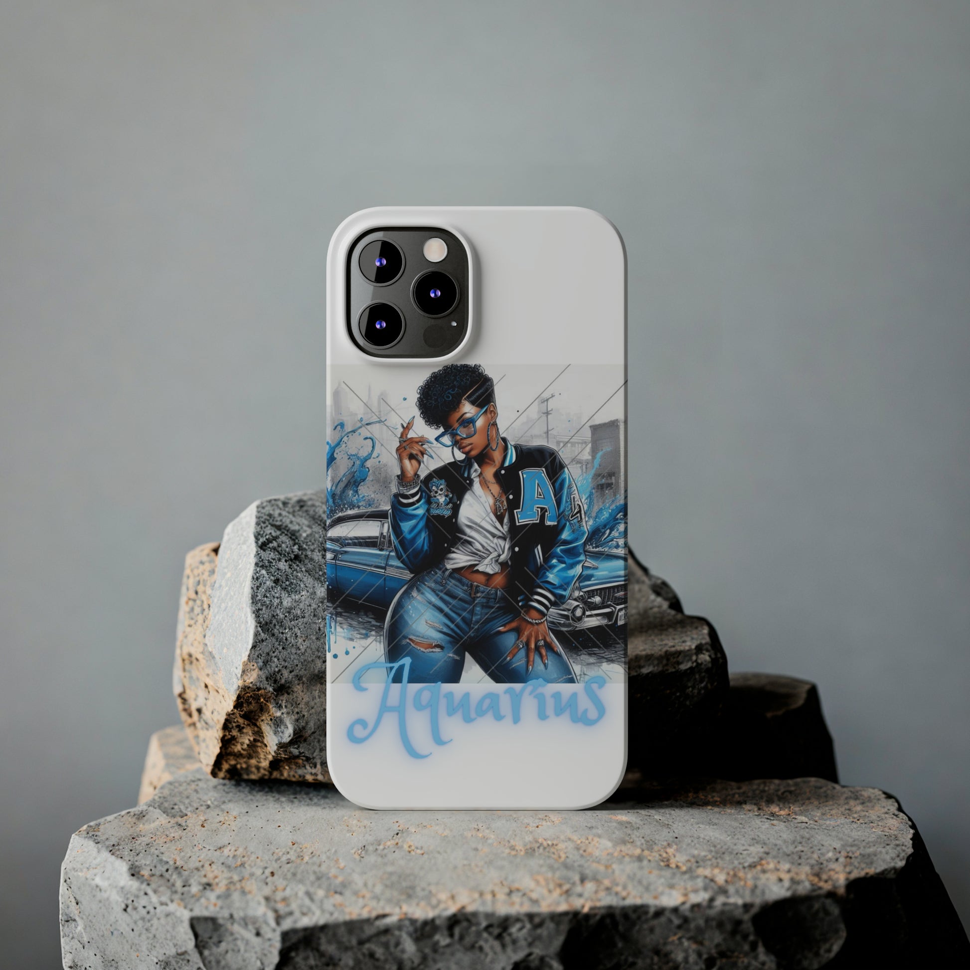 Aquarius white Slim Phone Cases - Phone Case