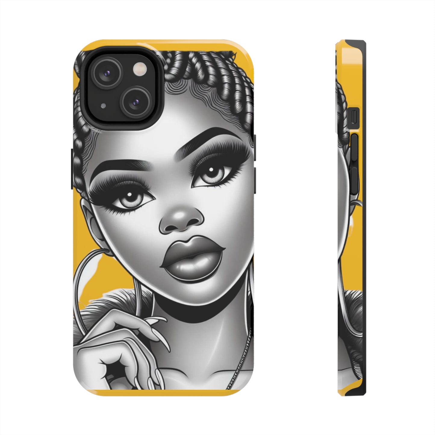 Braid bun Yellow Tough Phone Cases - iPhone 14 - Phone Case