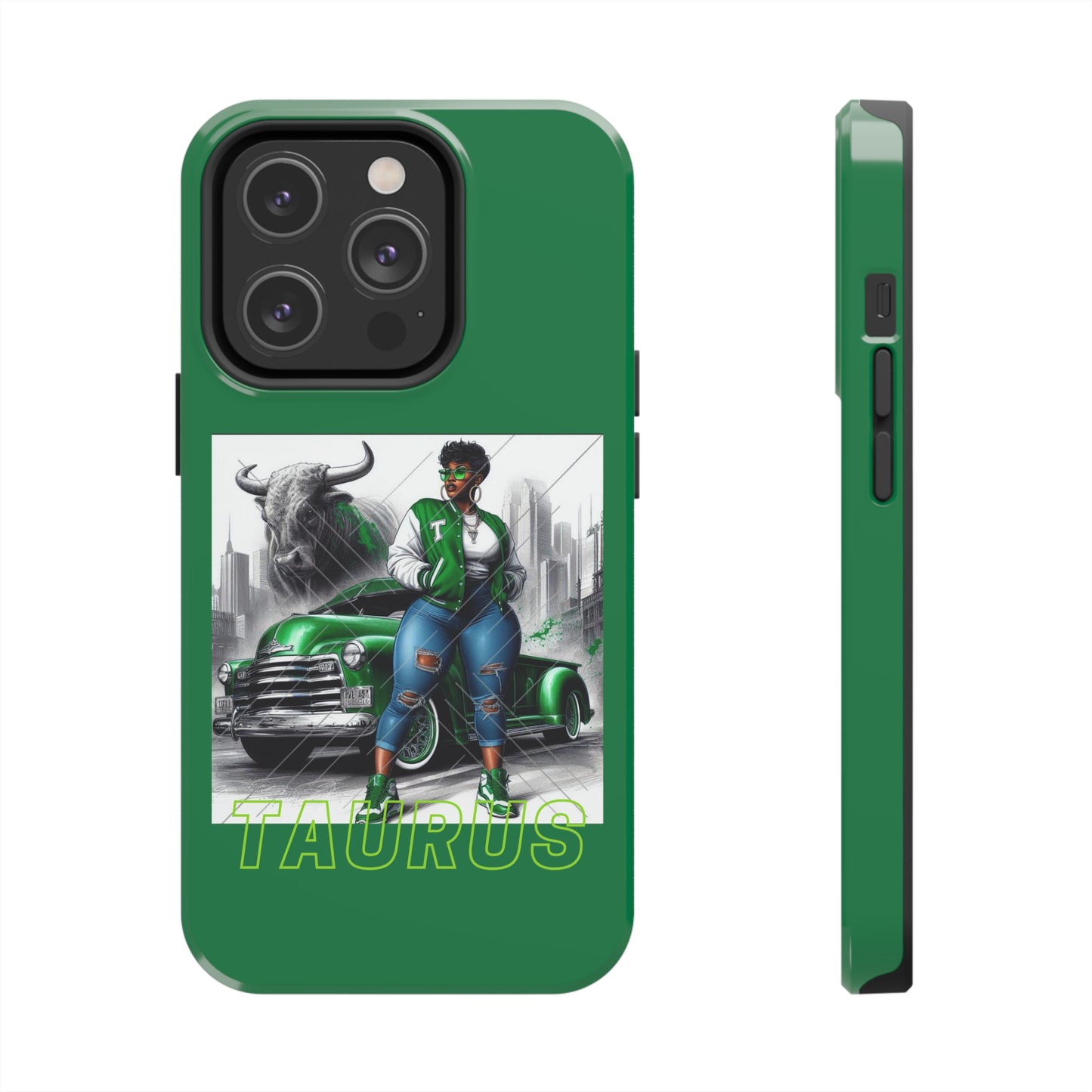 Taurus Green Tough Phone Cases - iPhone 14 Pro - Phone Case