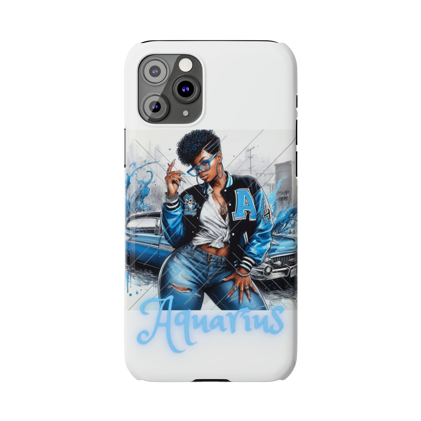 Aquarius white Slim Phone Cases - Phone Case