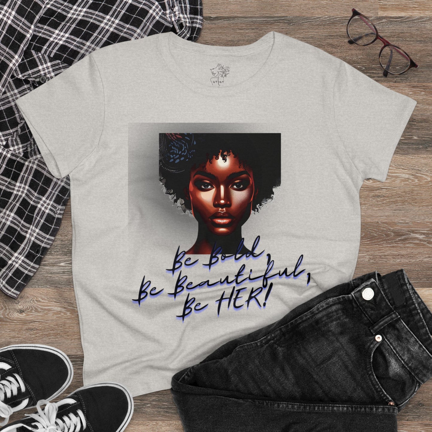 Bold Beautiful Her curly afro woman’s tee - T-Shirt