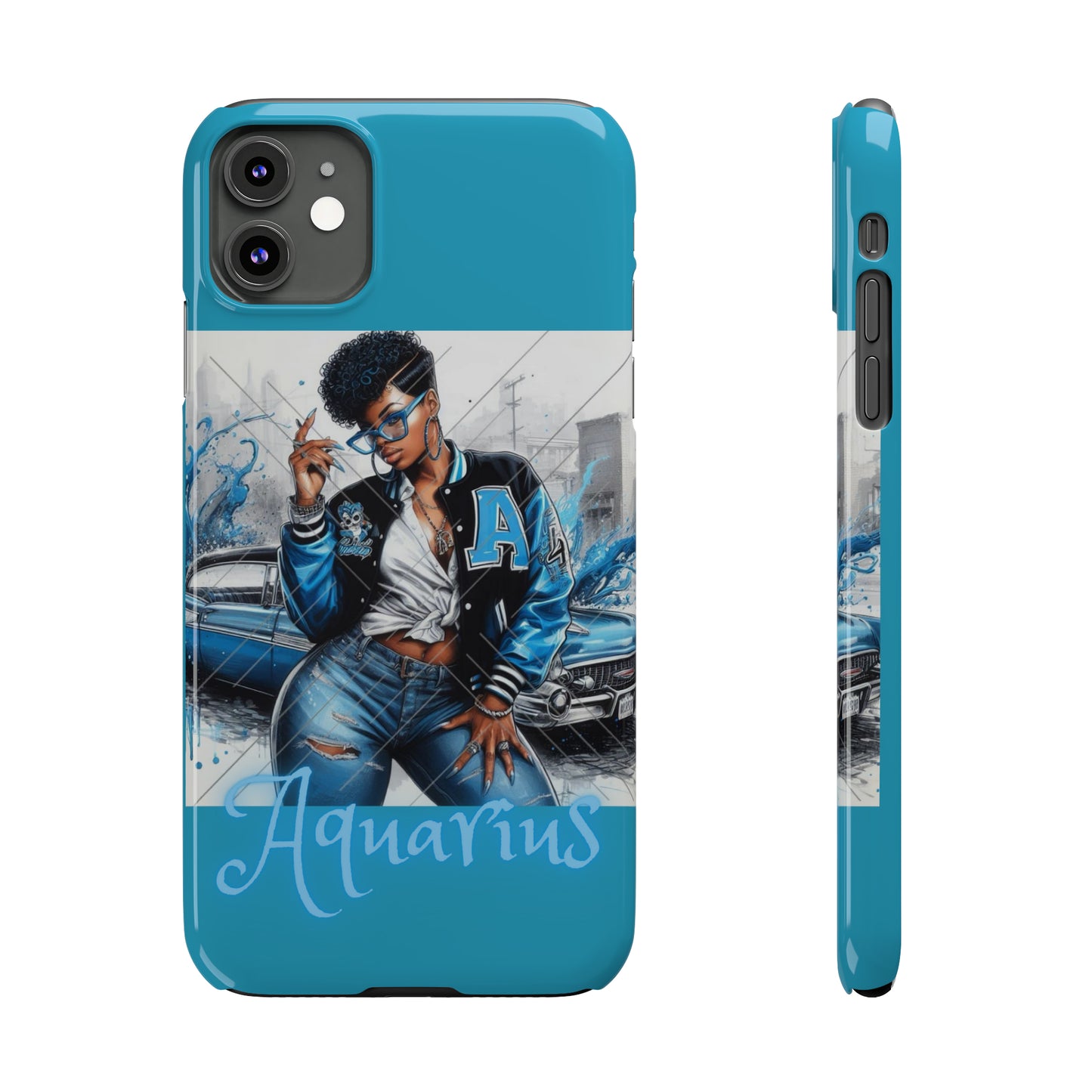 Aquarius Blue Slim Phone Cases - Phone Case