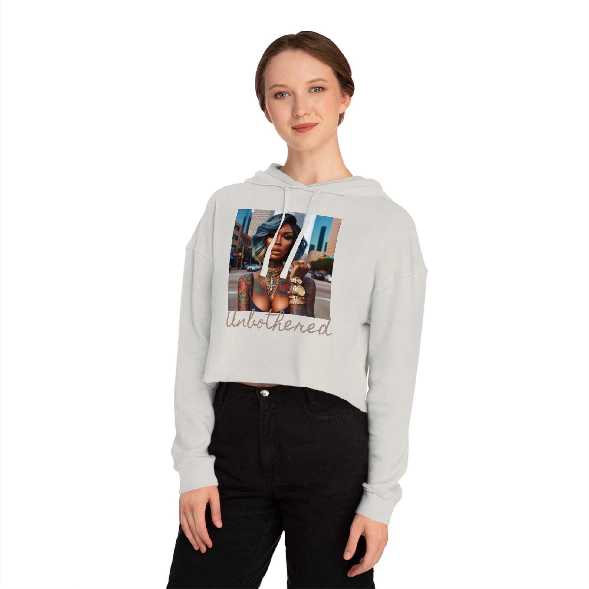 Unbothered Bob Cropped Hooded Sweatshirt - Hoodie