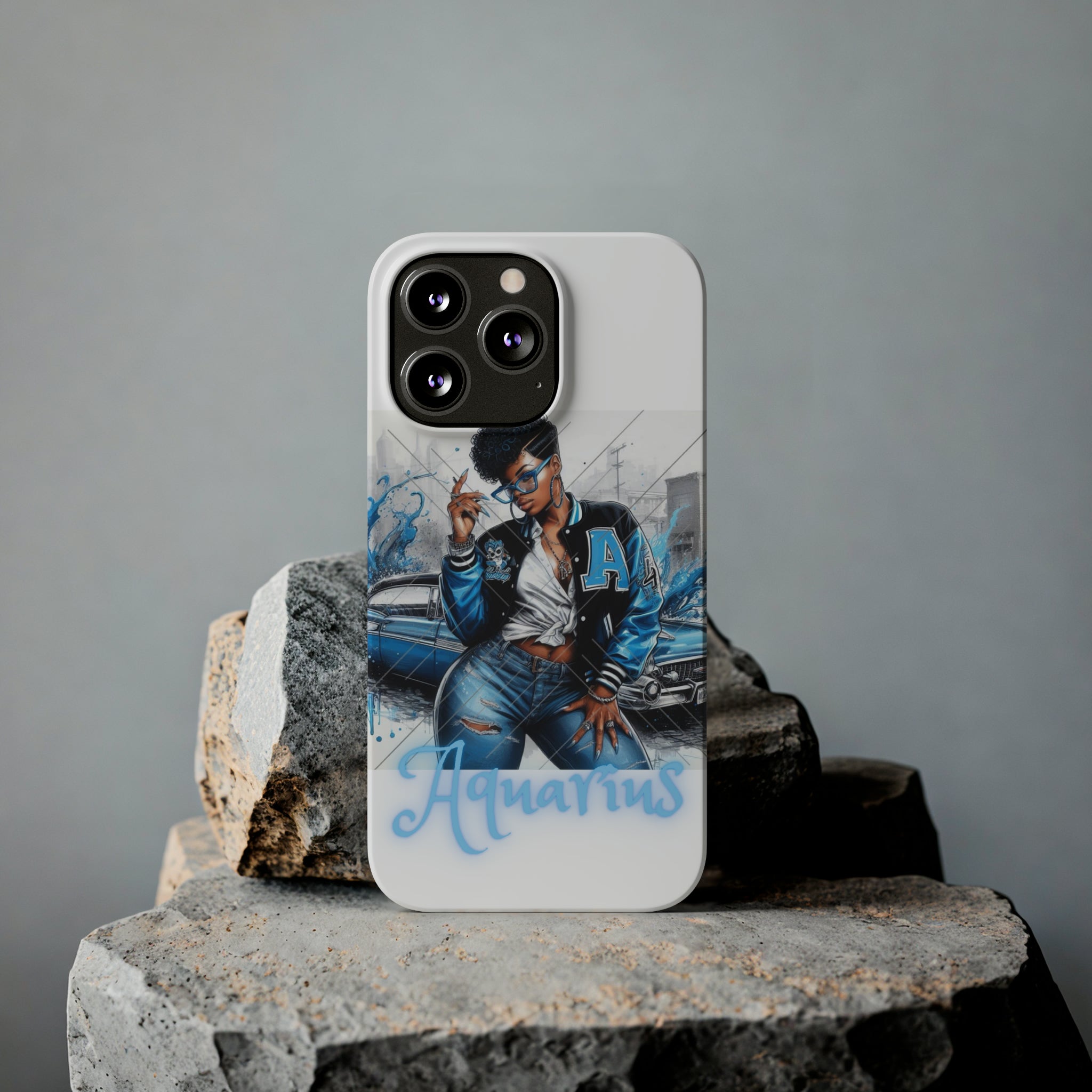 Aquarius white Slim Phone Cases - Phone Case