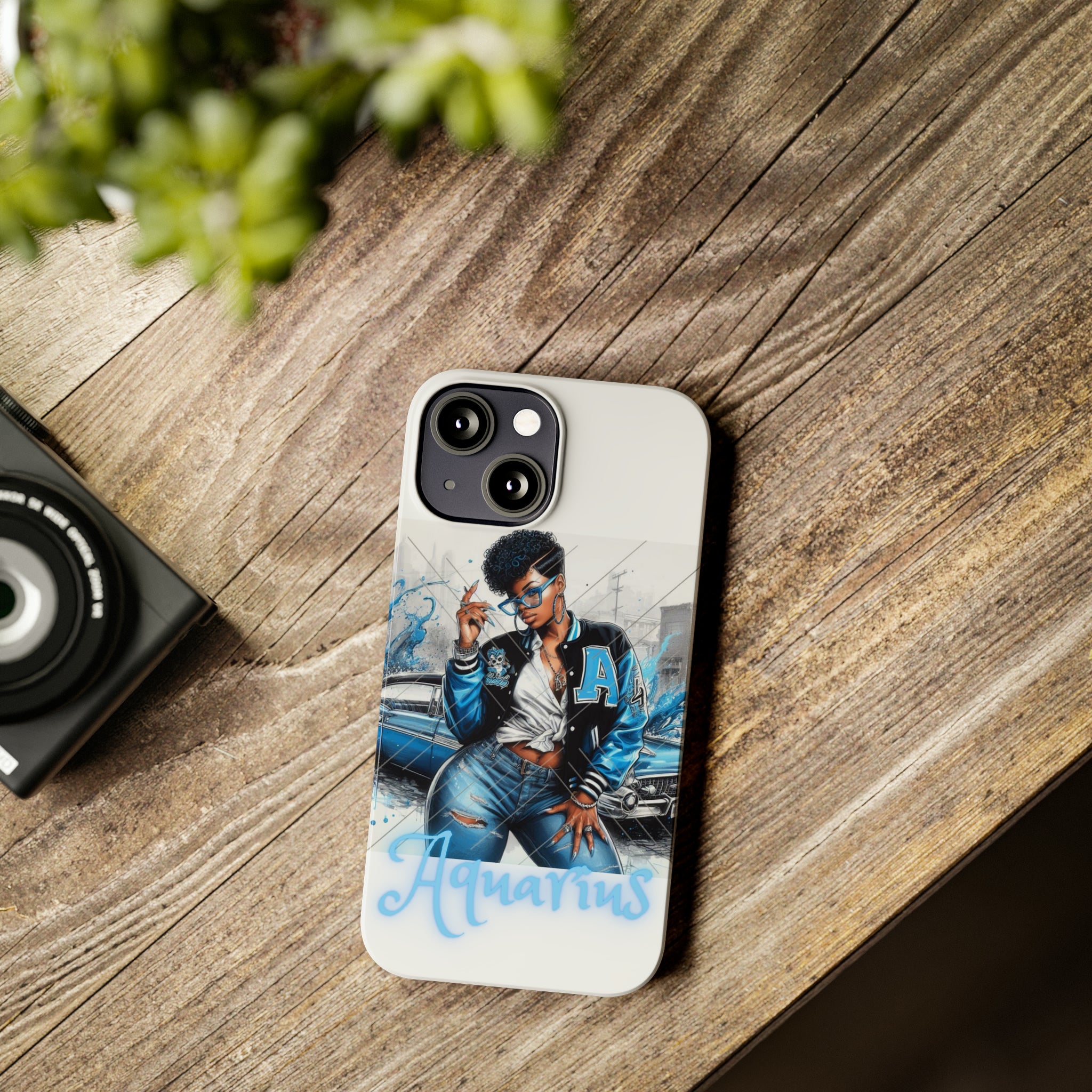 Aquarius white Slim Phone Cases - iPhone 13 Mini - Phone Case