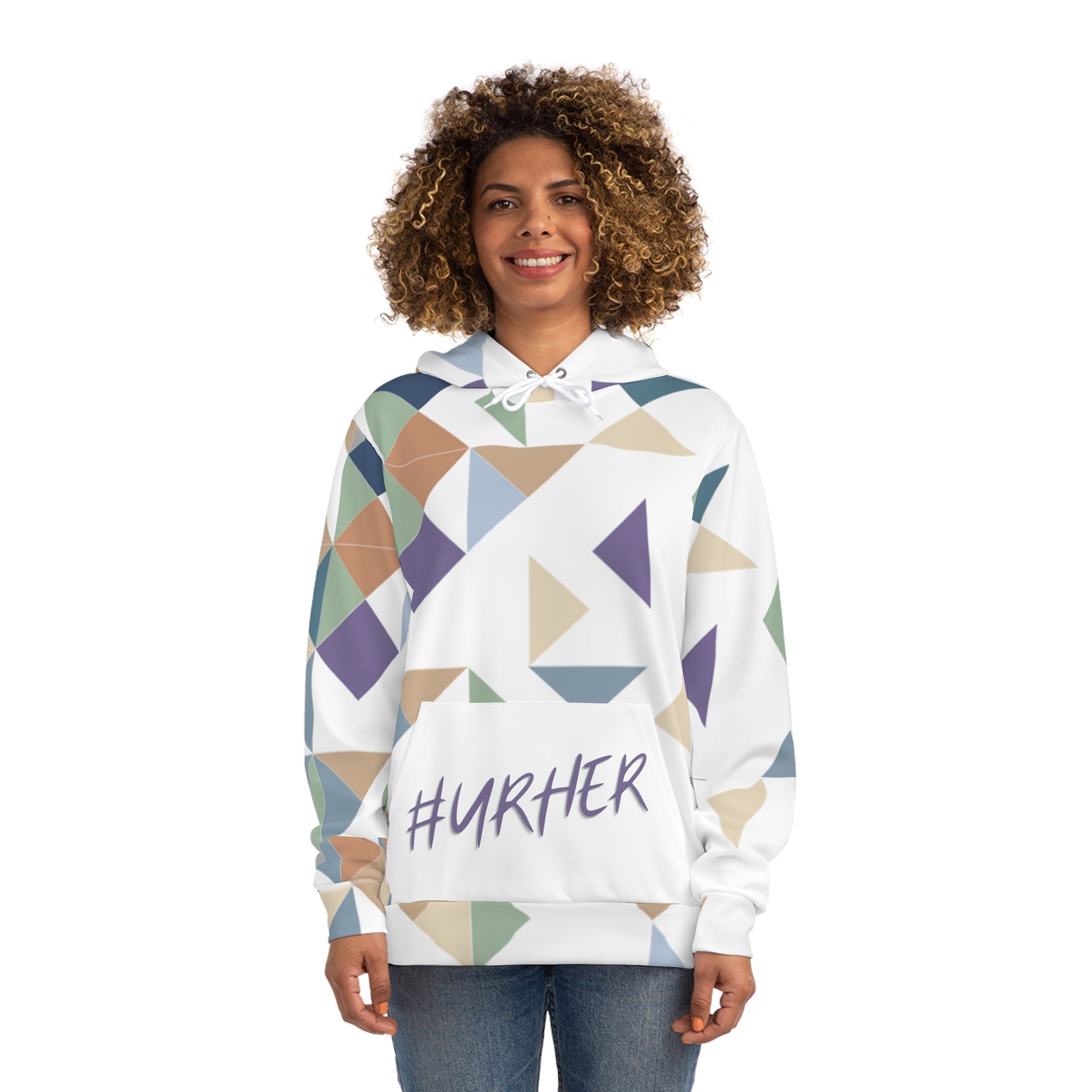 White Geo Purple Unisex Pullover Hoodie - All Over Prints