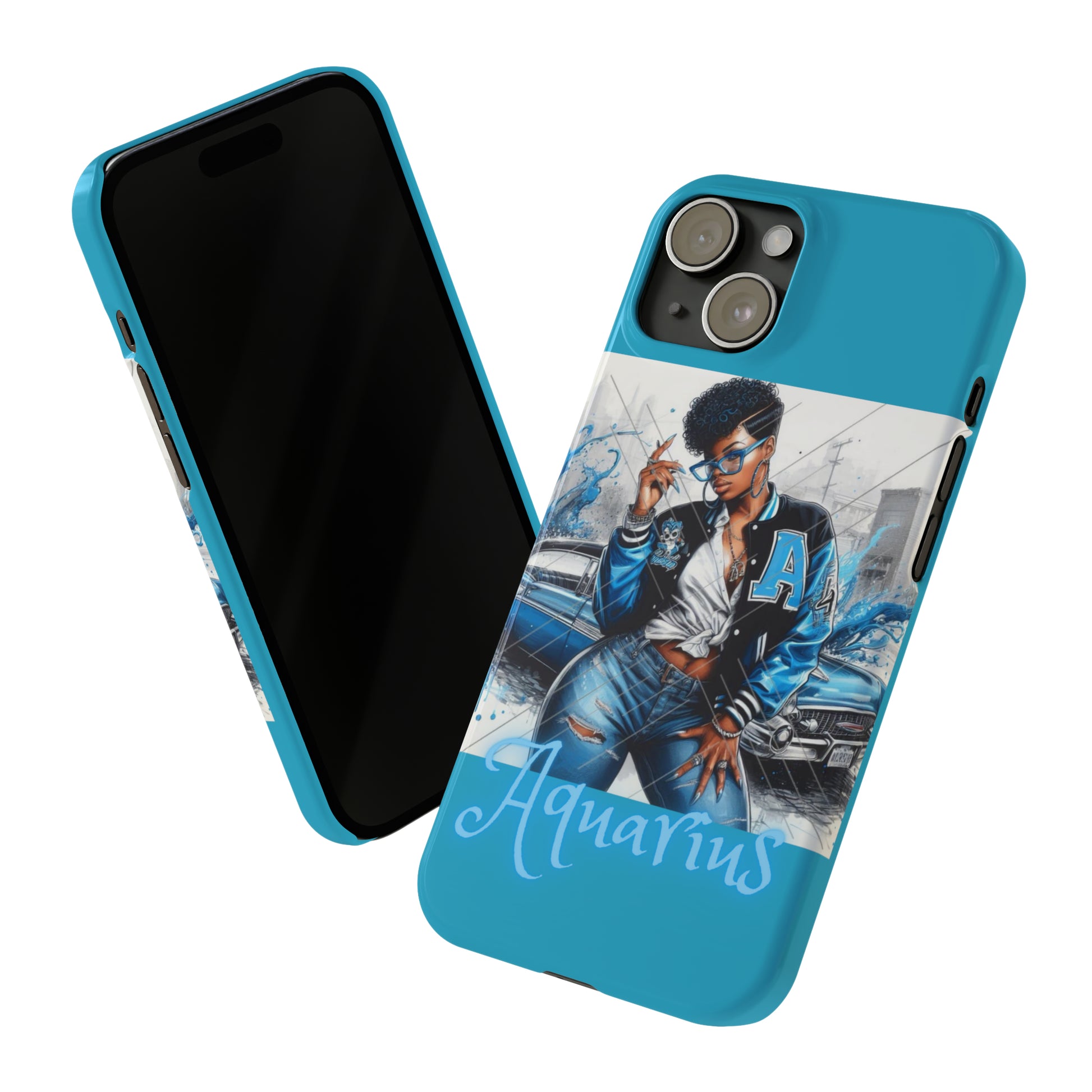 Aquarius Blue Slim Phone Cases - Phone Case