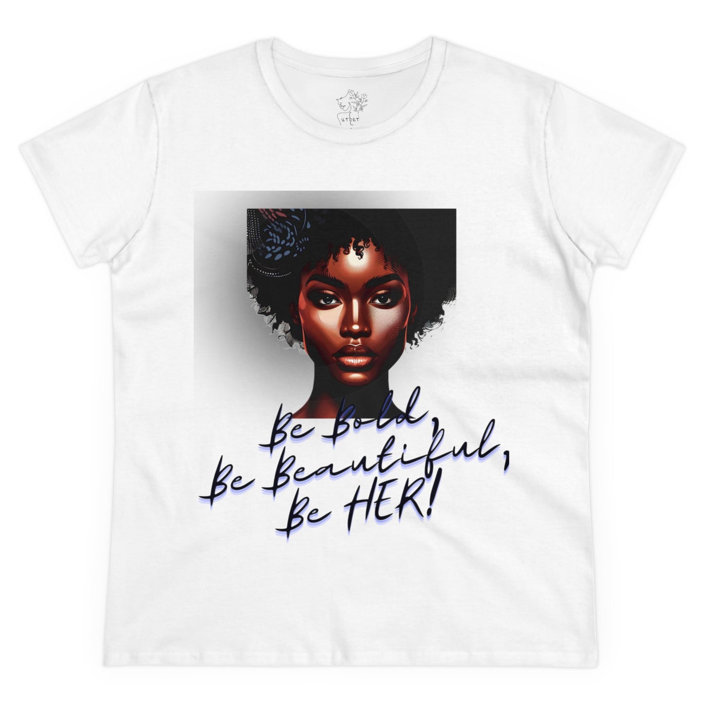 Bold Beautiful Her curly afro woman’s tee - White / S - T-Shirt