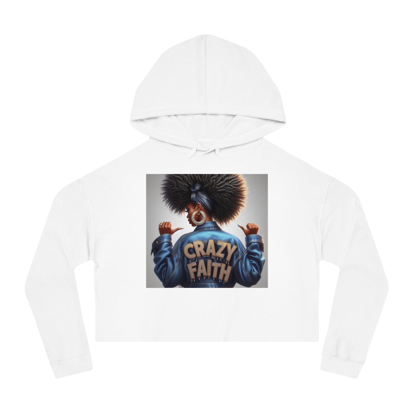 Crazy Faith Cropped Hooded Sweatshirt - White / XS - Hoodie