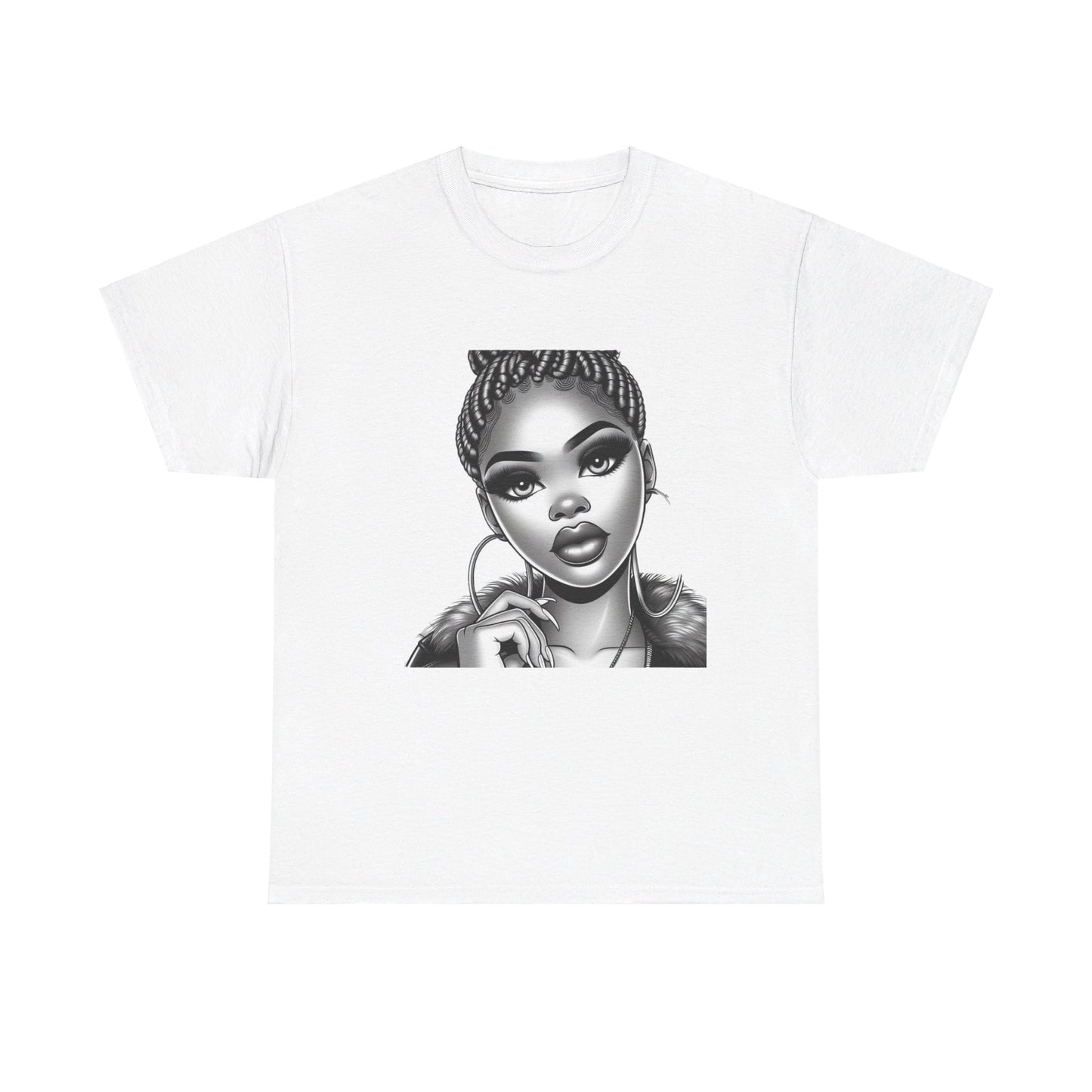 Braid Bun blk/white Unisex Heavy Cotton Tee