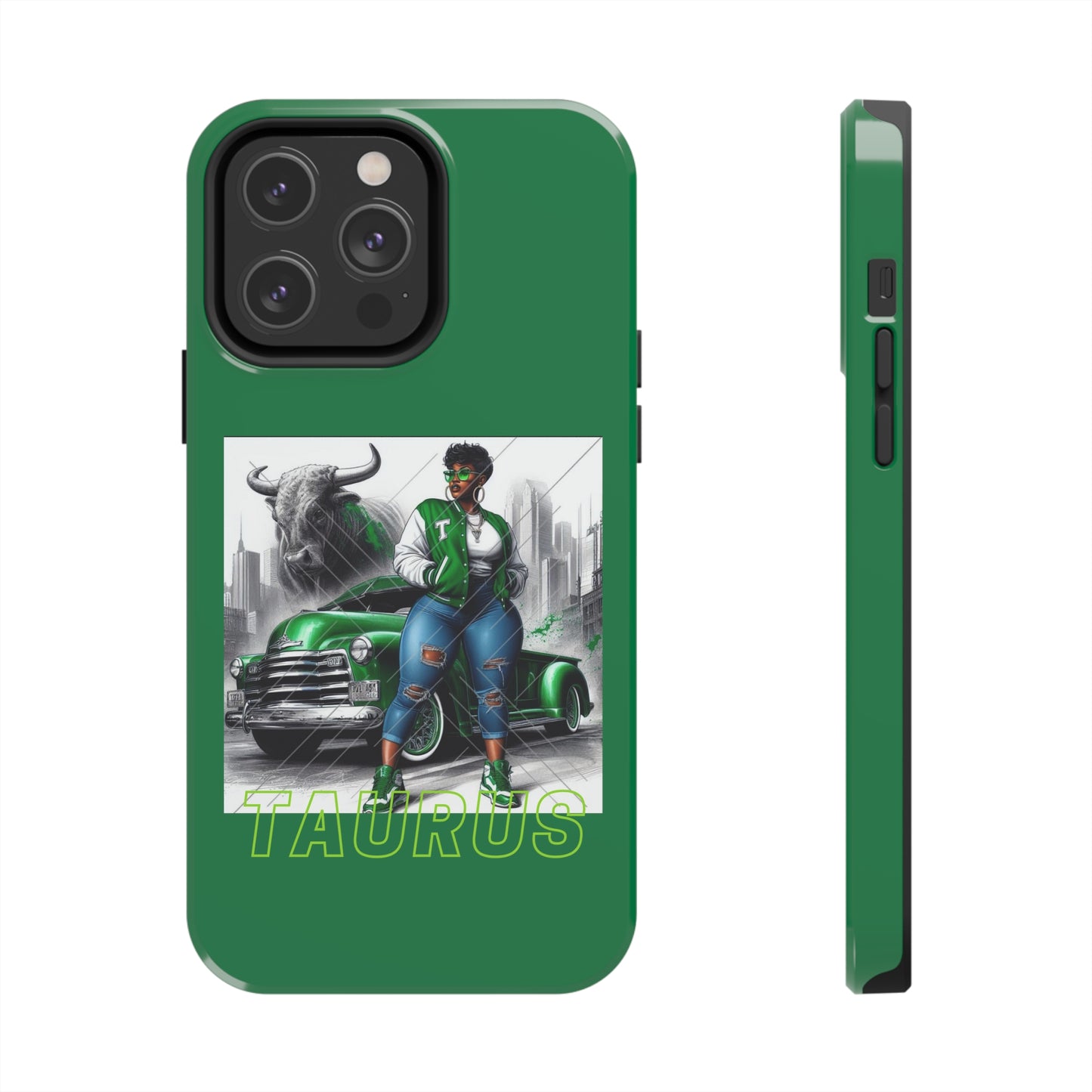 Taurus Green Tough Phone Cases - iPhone 14 Pro Max - Phone Case