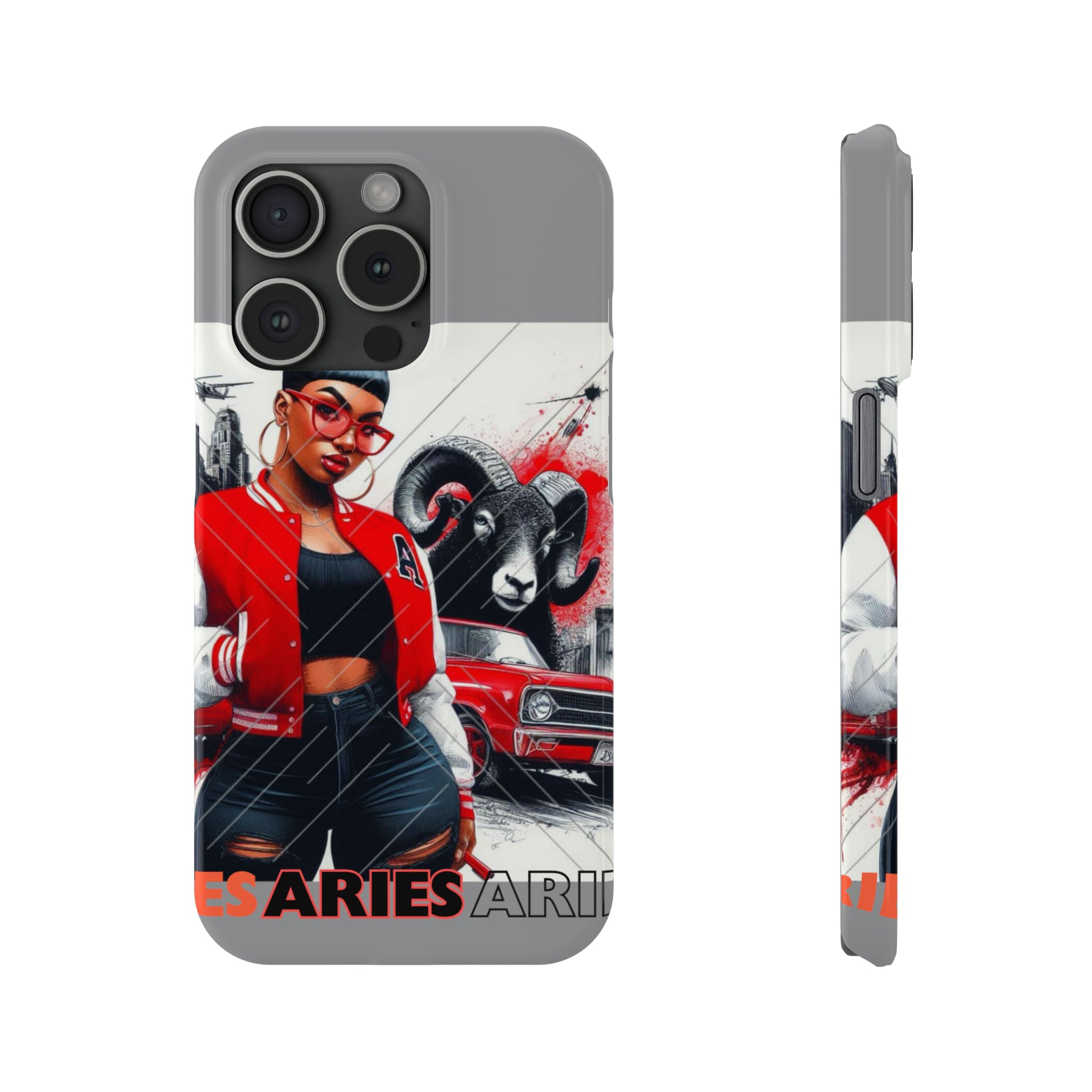 Aries Grey Slim Phone Cases - iPhone 15 Pro - Phone Case