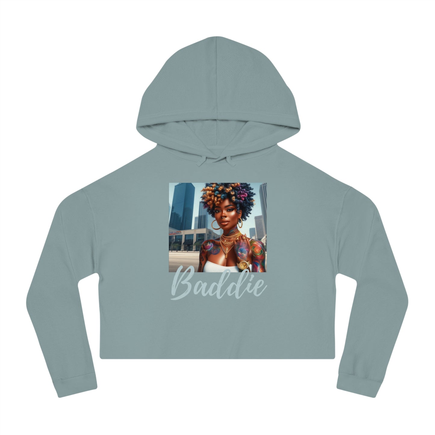 Be You Curly Cropped Hooded Sweatshirt - Sage / XS - Hoodie