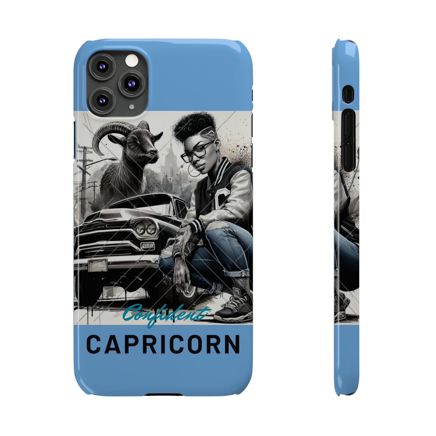 Capricorn Blue Slim Phone Cases - iPhone 11 Pro Max - Phone Case