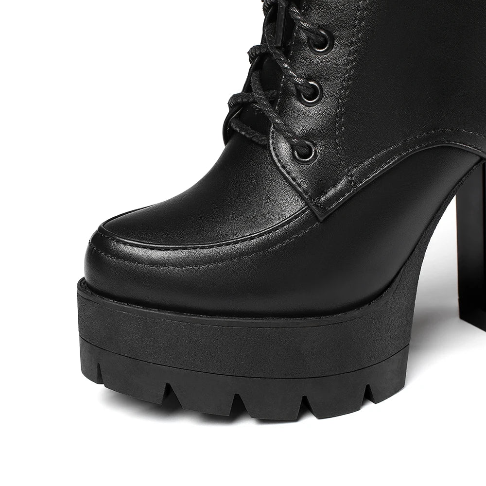 Black Platform Combat Ankle Boots