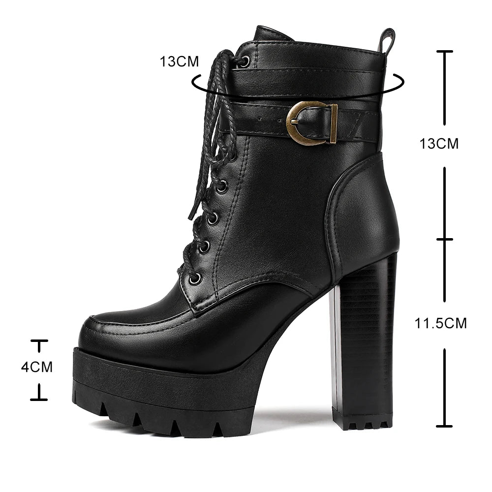 Black Platform Combat Ankle Boots