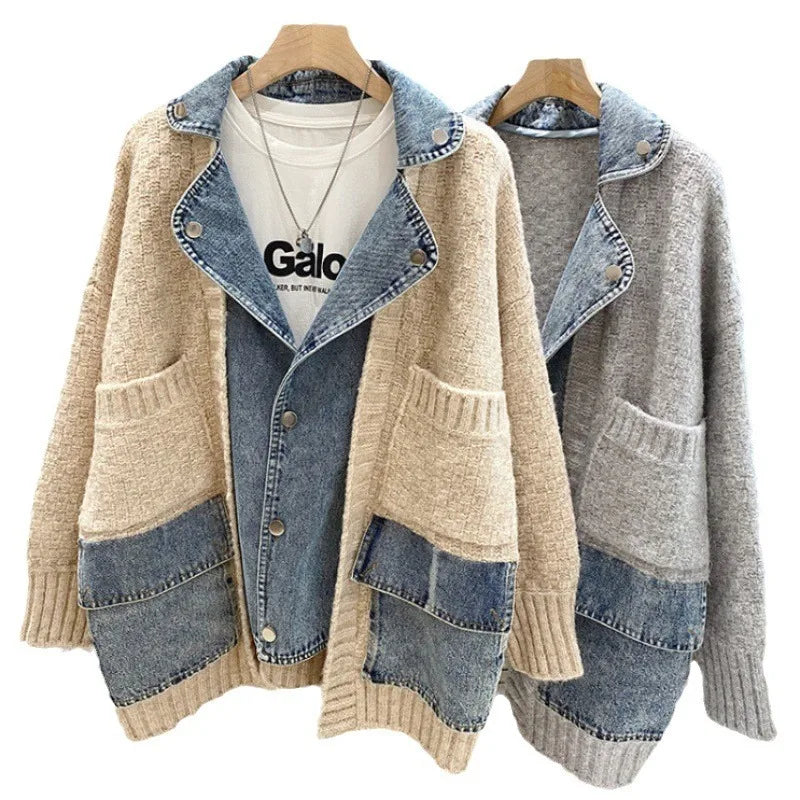 Casual Denim Knitted Jacket