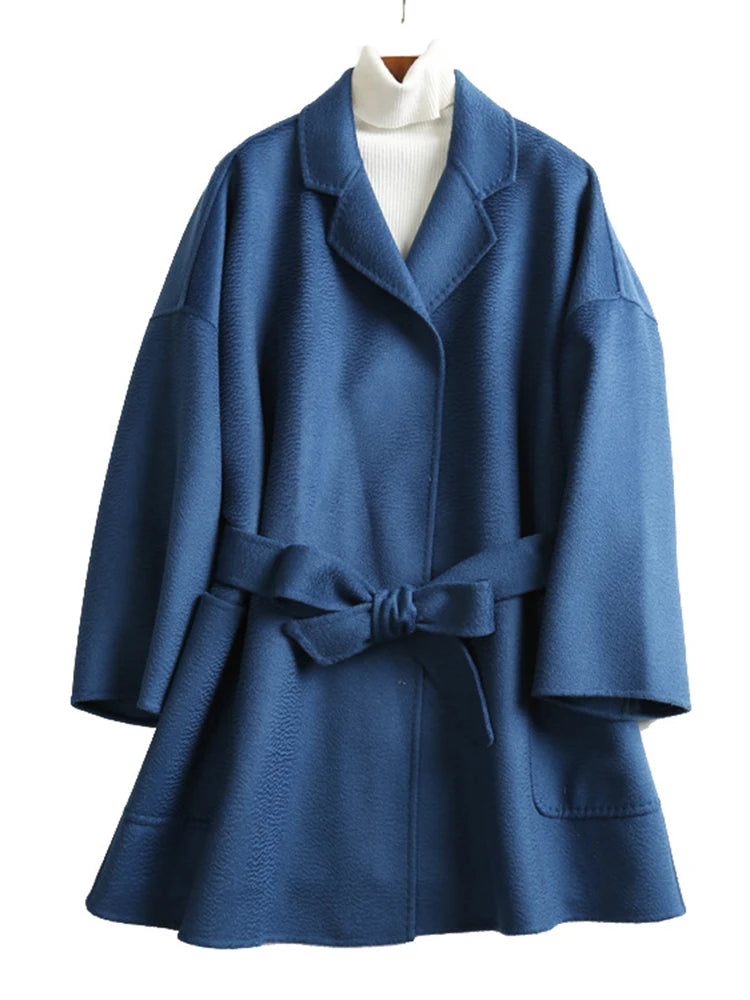 Luxury Water Ripple Wool Coat