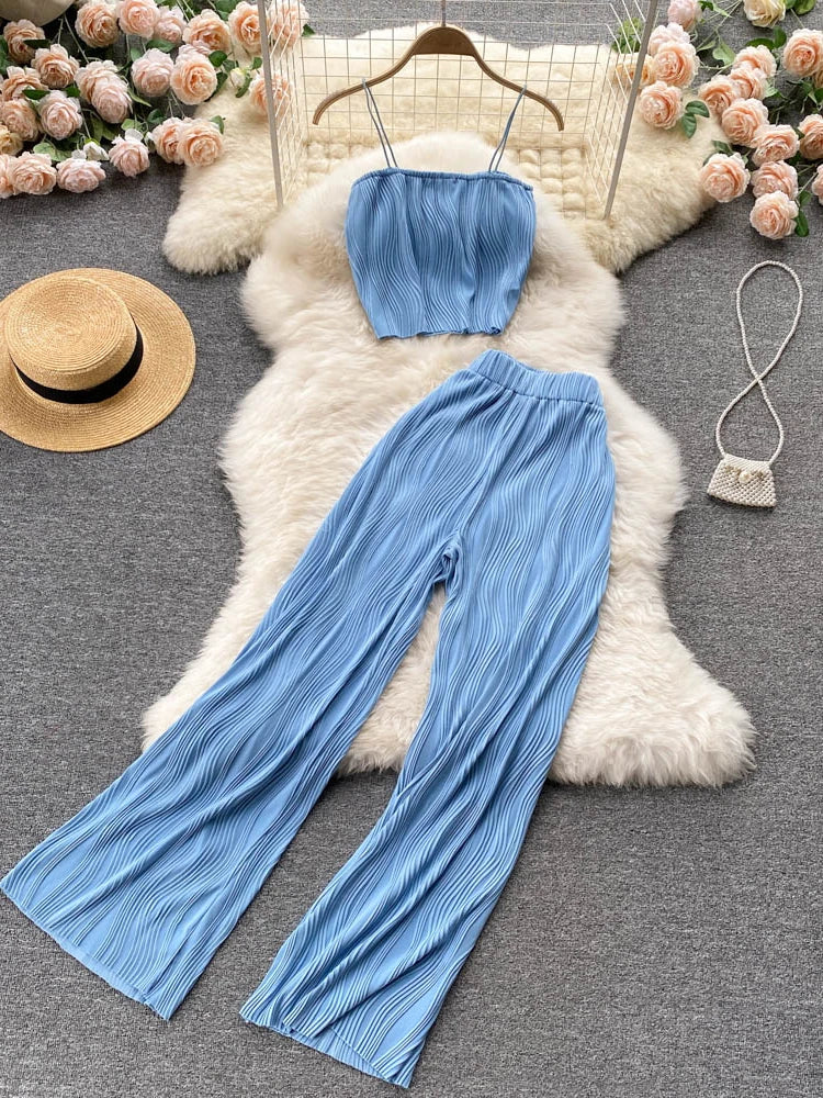 Pastel Pants Set Spaghetti Strap