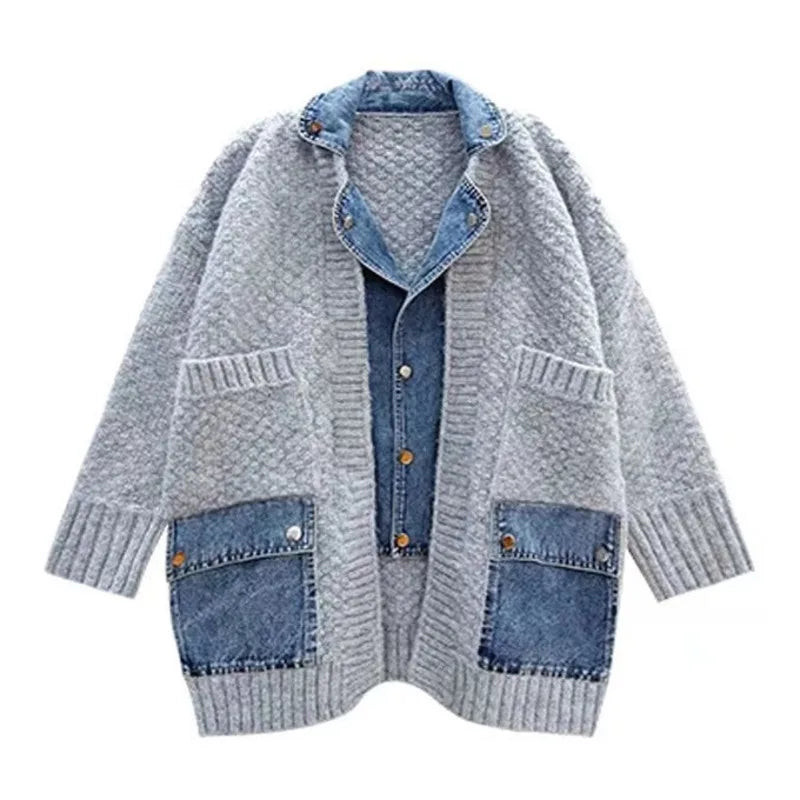 Casual Denim Knitted Jacket