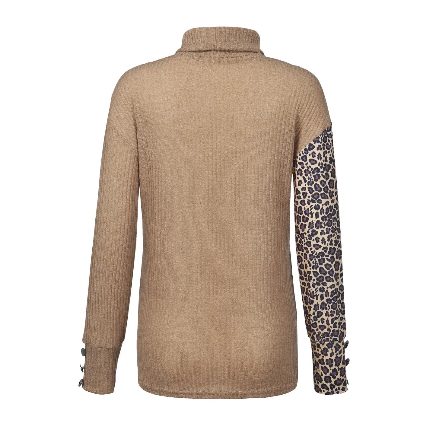 Leopard Print Patchwork Knitted Sweater