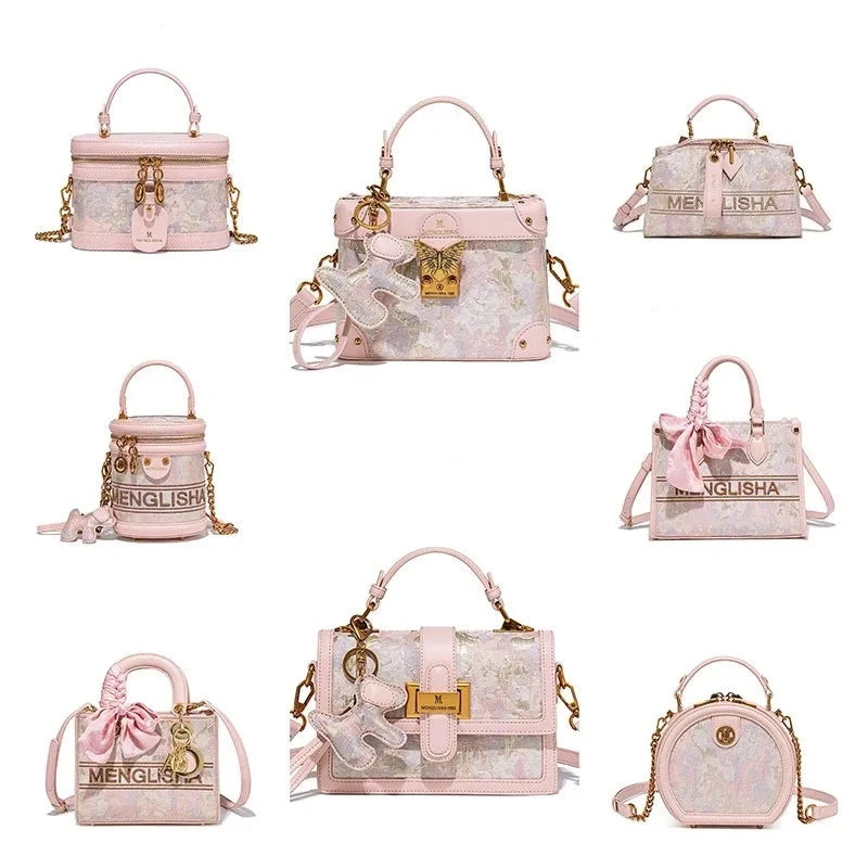 Pink Embossed Ladies Handbags - Handbags