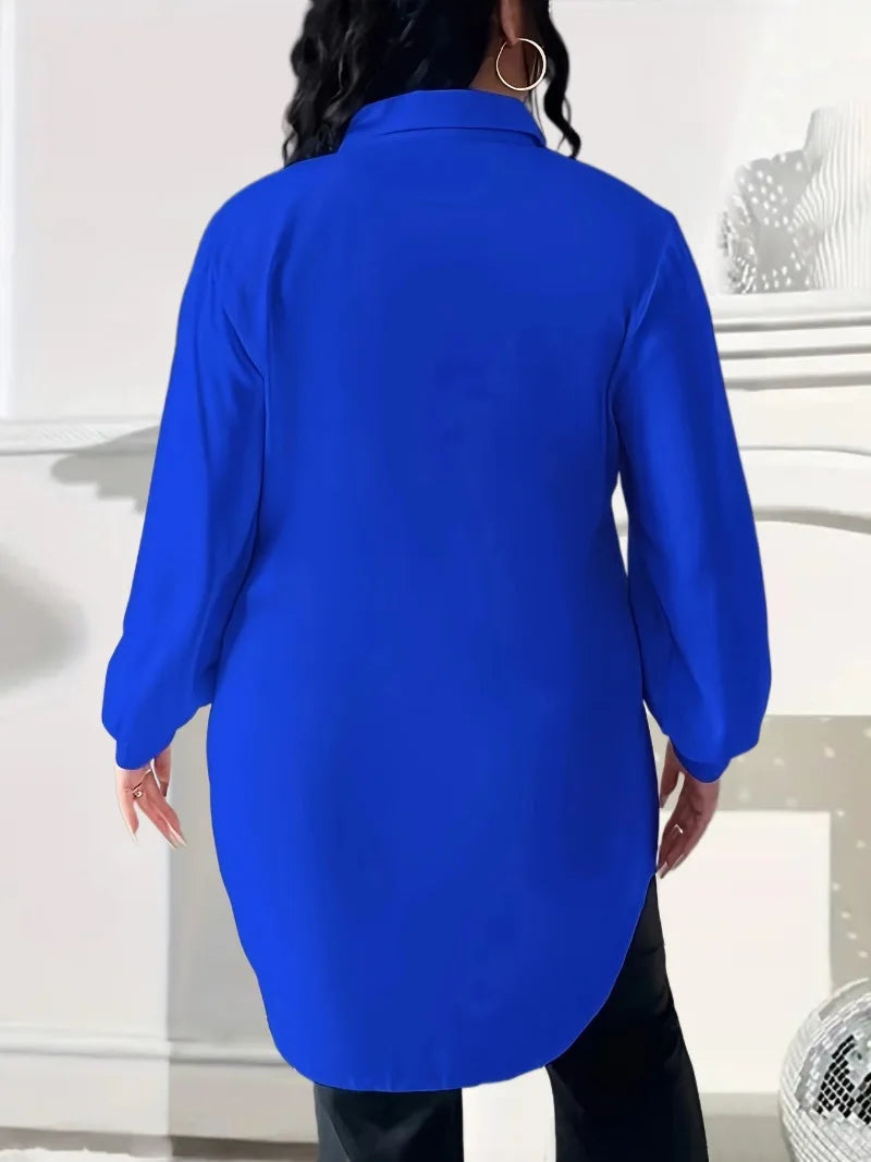 Royal Blue Plus Size Button Down Top